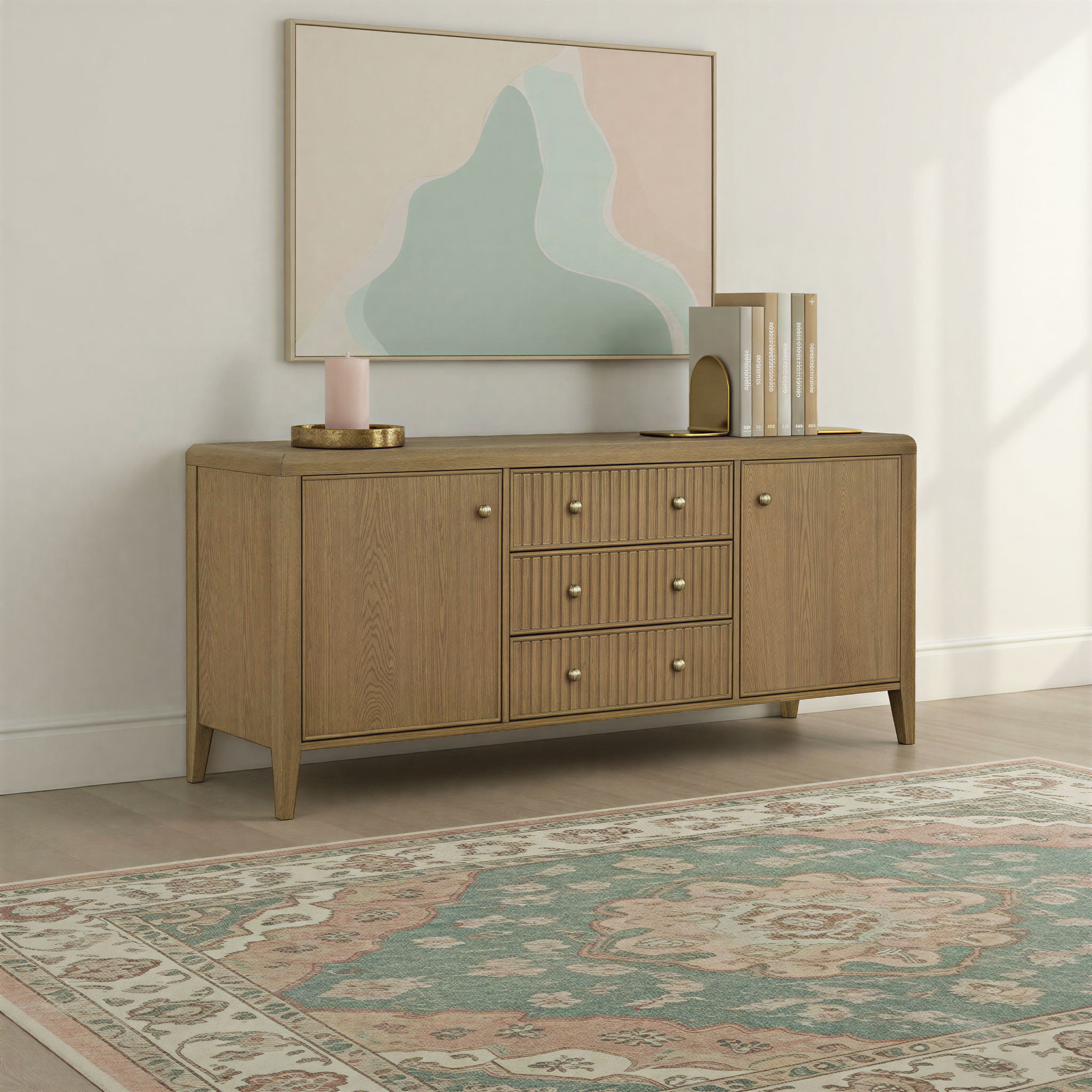 Reed - Entertainment Base - Driftwood Oak, dark brown