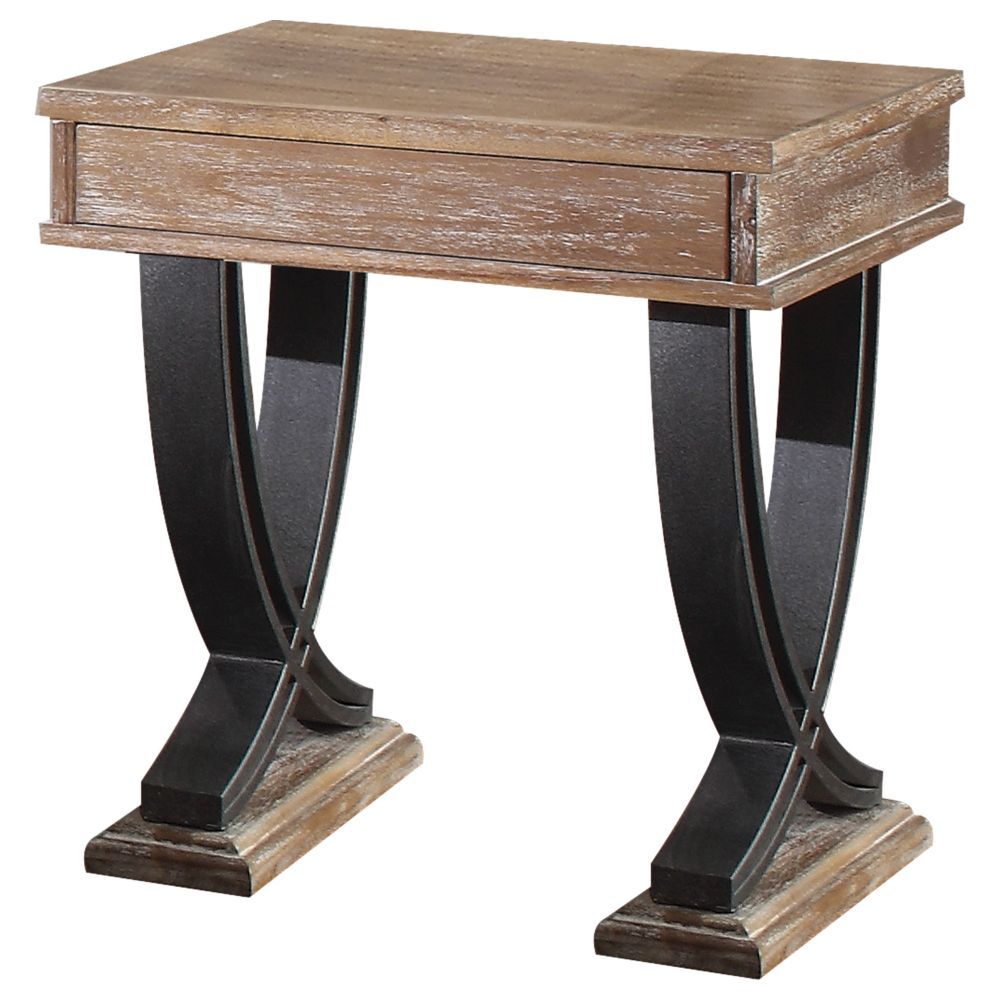 Pellio - End Table - Antique Oak & Black, light brown