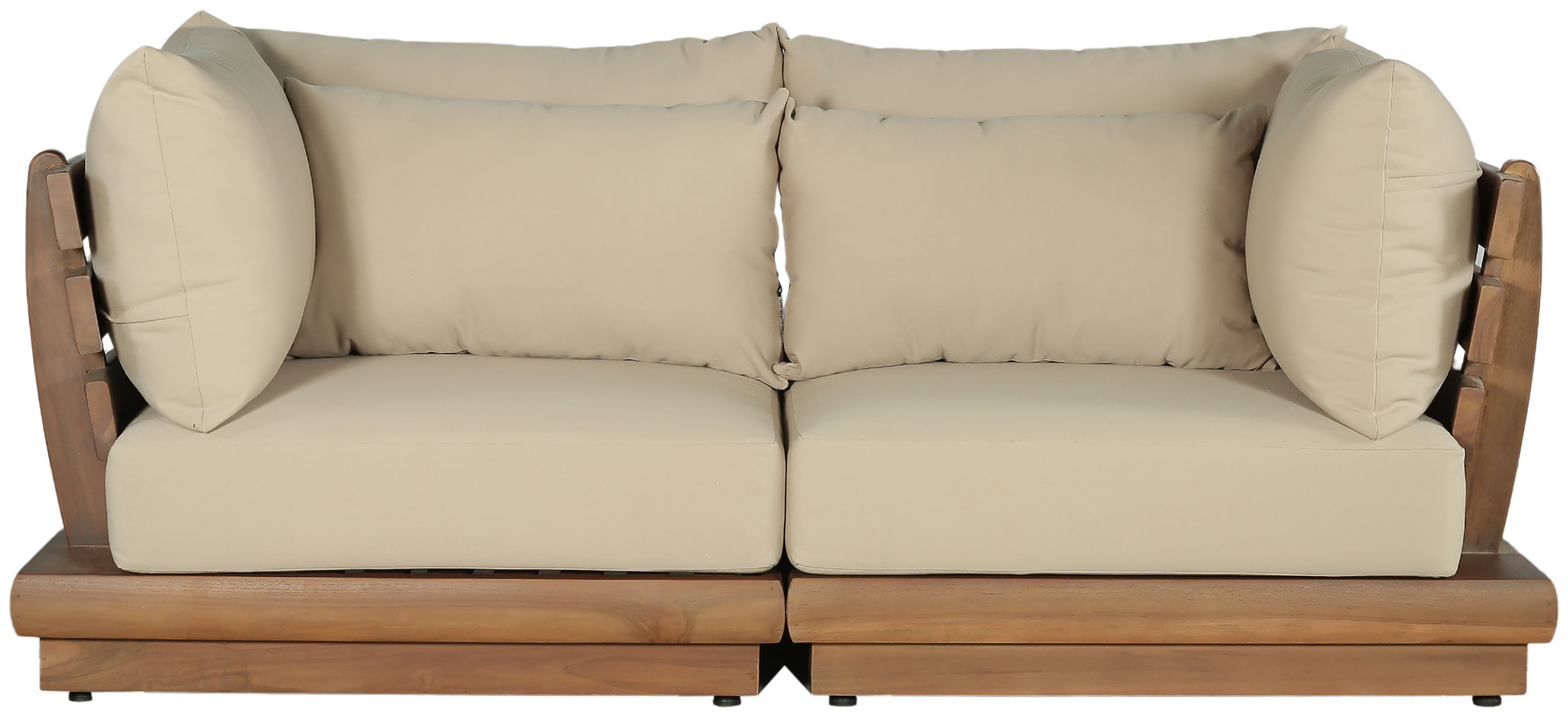 Mirella - 2 Piece Water Resistant Fabric 76" Upholstered Outdoor Patio Modular Loveseat - Tan