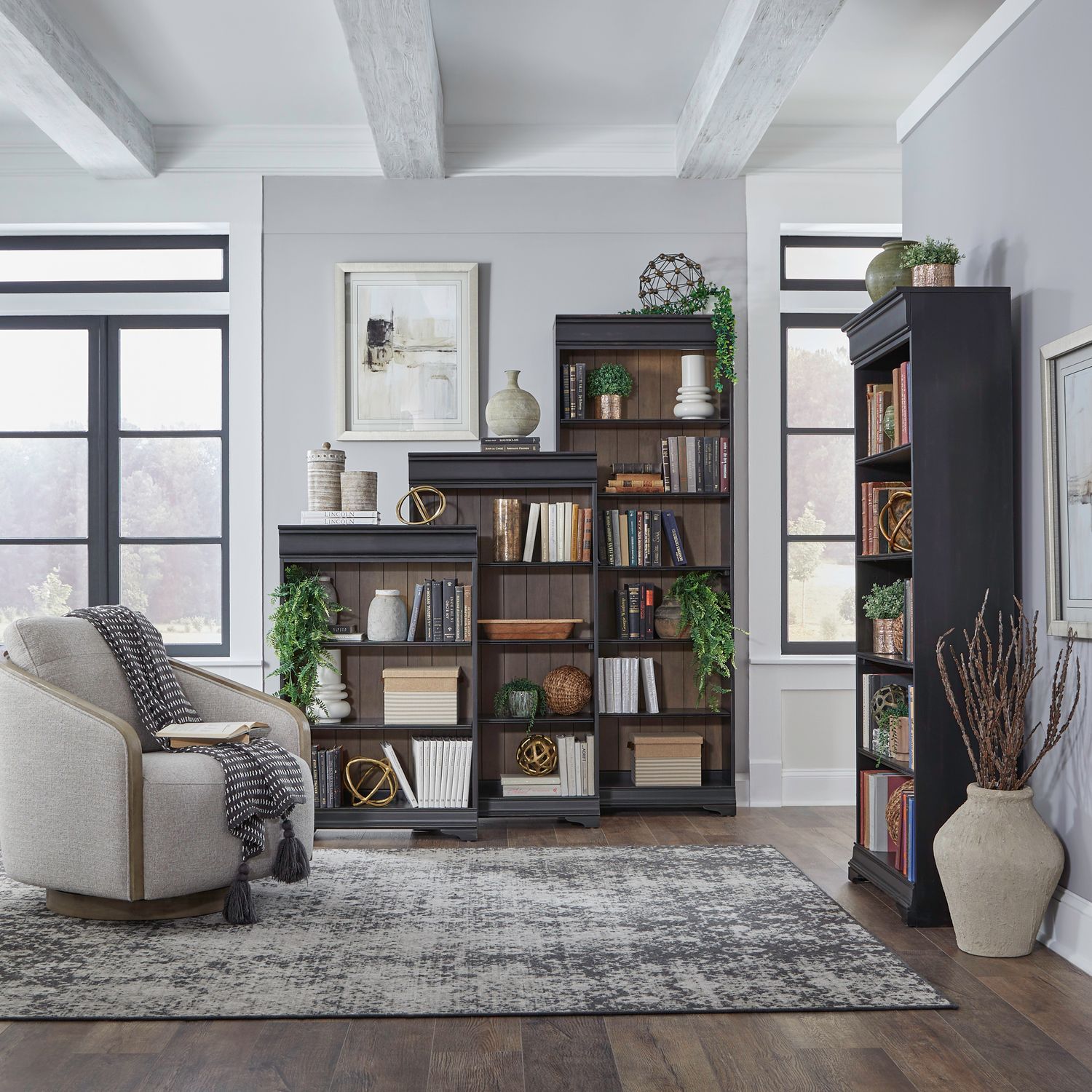 Liberty Furniture Meritage - Stepped Bookcase Wall - Black