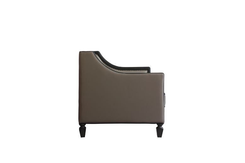 House Beatrice - Loveseat With 3 Pillows - Tan Synthetic Leather , Black Synthetic Leather & Charcoal, beige, view 3