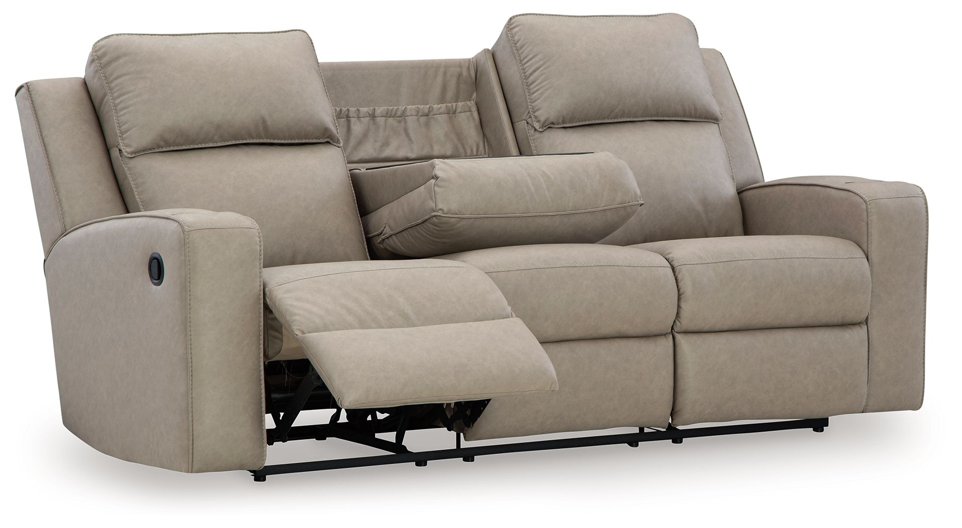 Ashley Furniture Lavenhorne - Rec Sofa W/Drop Down Table - Pebble - Image 4