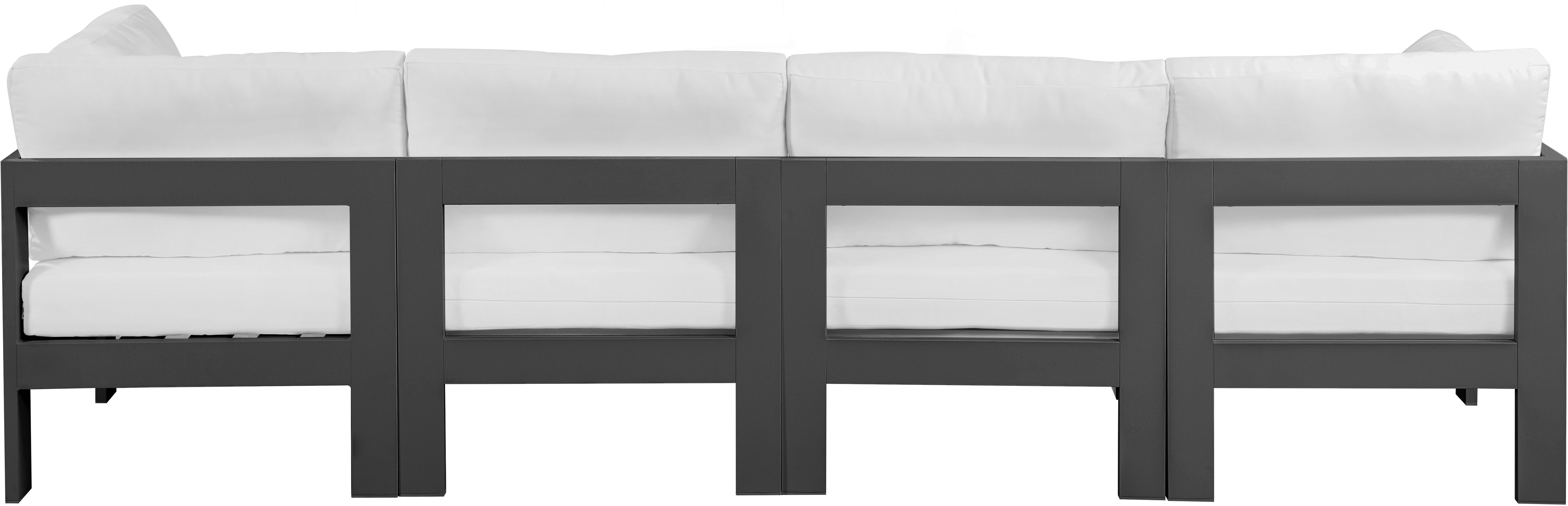 Nizuc - Outdoor Patio 4 Piece Modular Sofa With Gray Frame - White