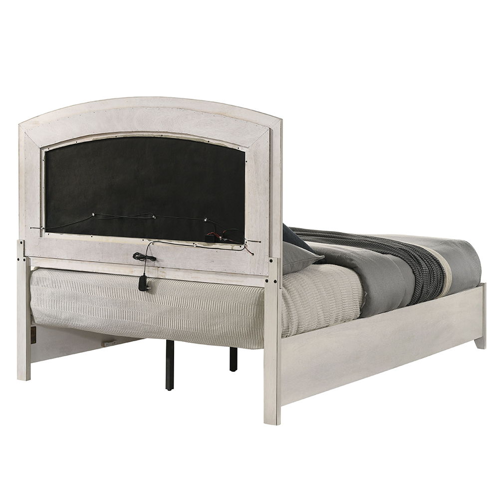 Ramondi - Queen Bed With Storage & LED - Antique White, white, view 4