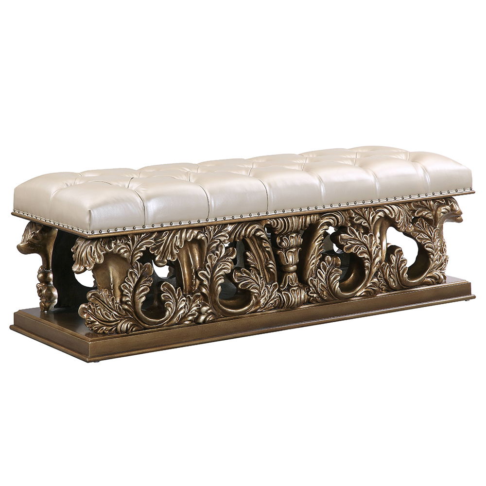 Constantine - Bench - Light Gold Synthetic Leather , Brown & Gold, beige, view 2