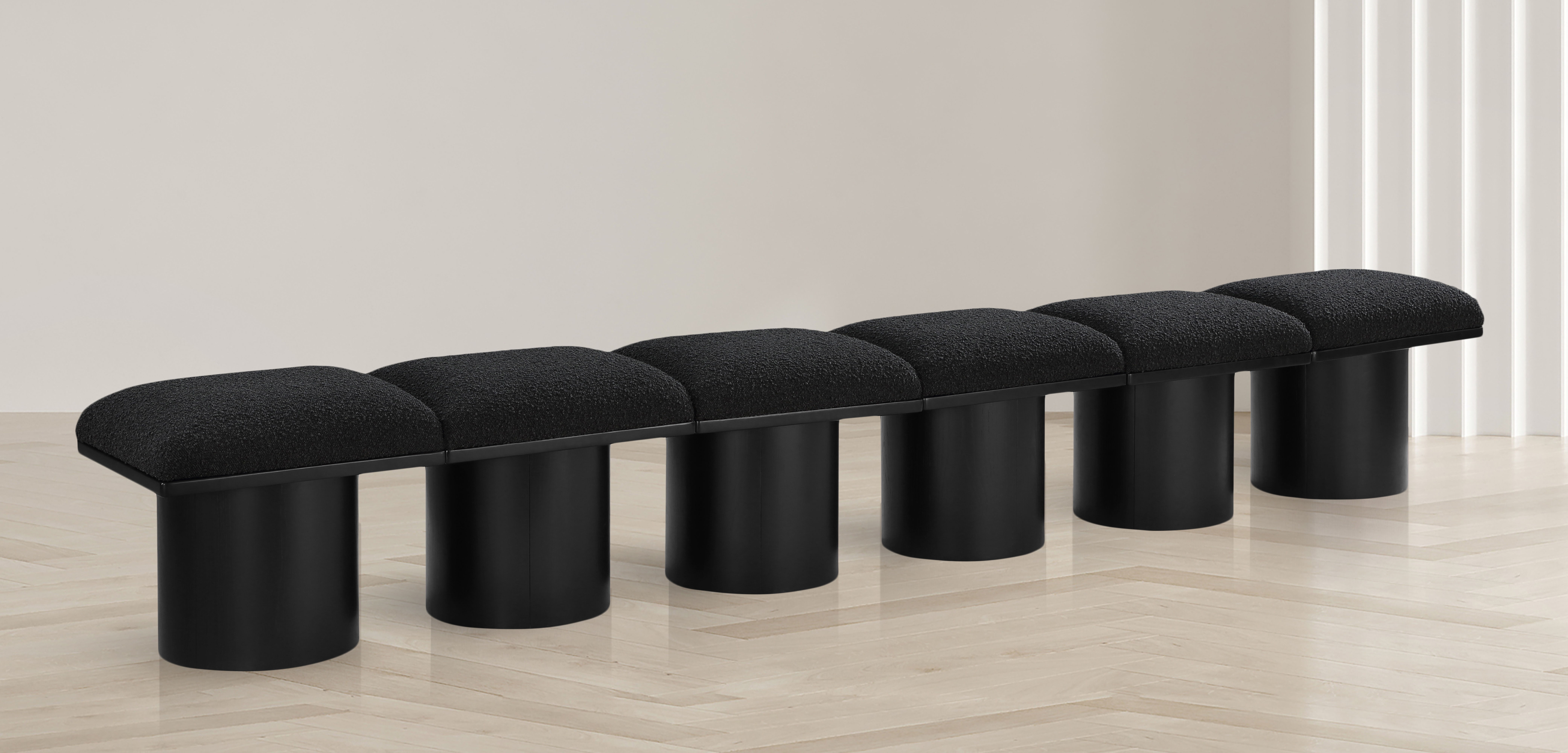 Pavilion - 108" 6 Piece Modular Bench With Black Base - Black