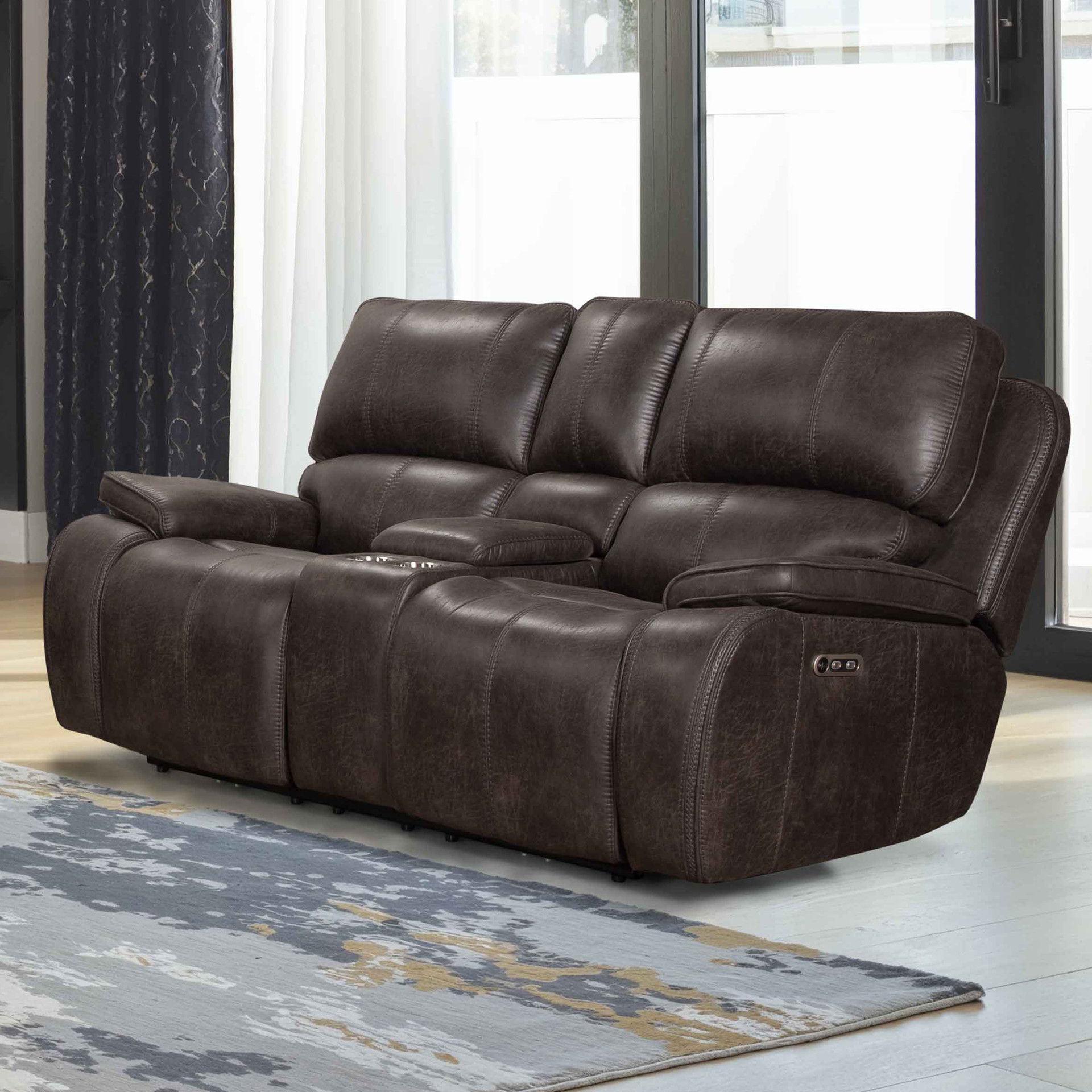 Brookings - Console Loveseat With Power Headrest & Footrest - Charcoal Gray