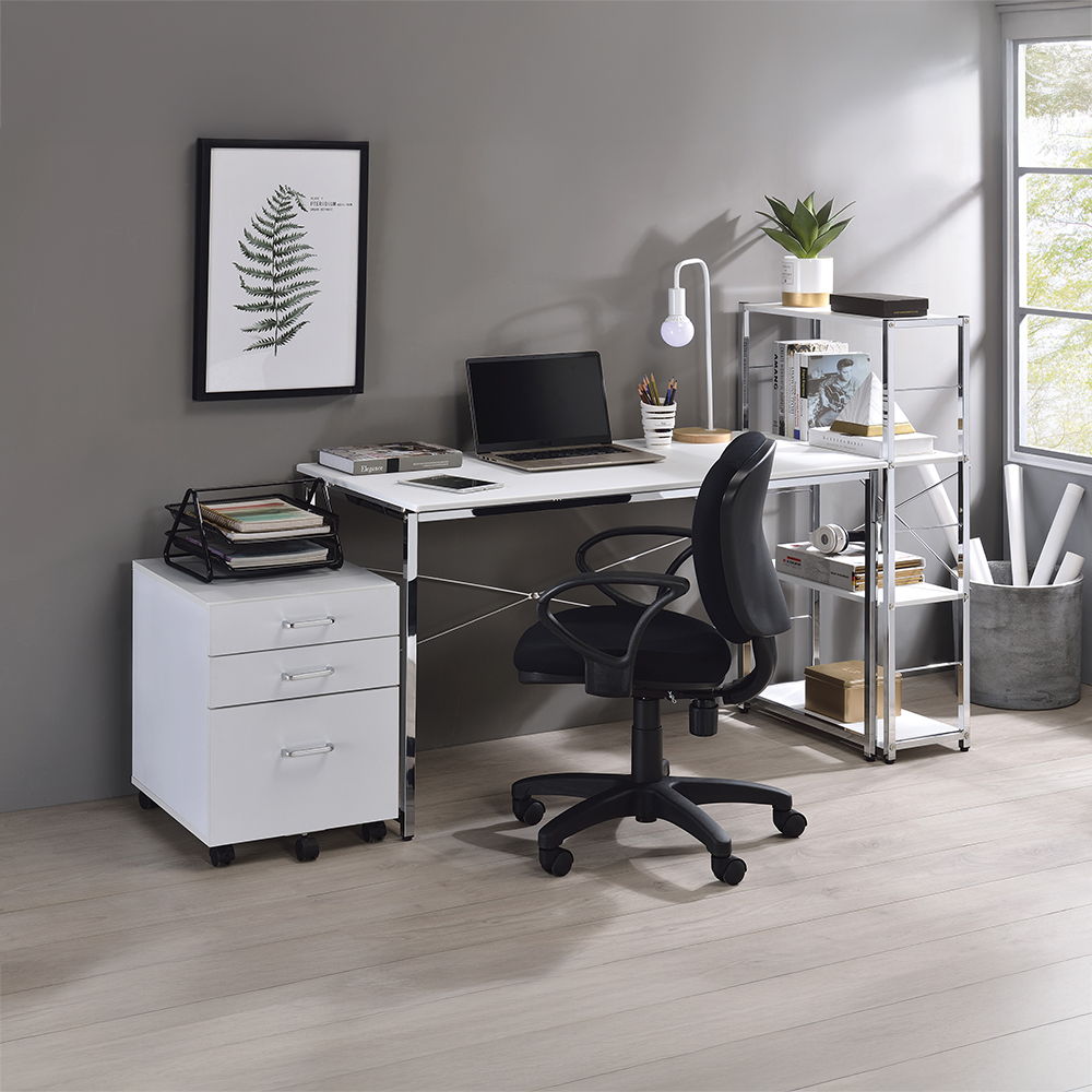 Tennos - Writing Desk (Same Ac00903) - White & Chrome, white, view 8