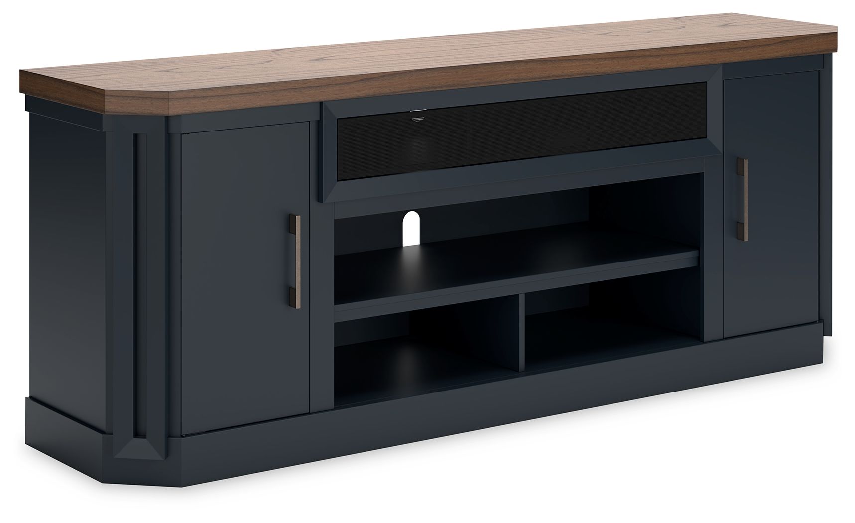 Ashley Landocken XL TV Stand w/Fireplace Option - Brown/Blue