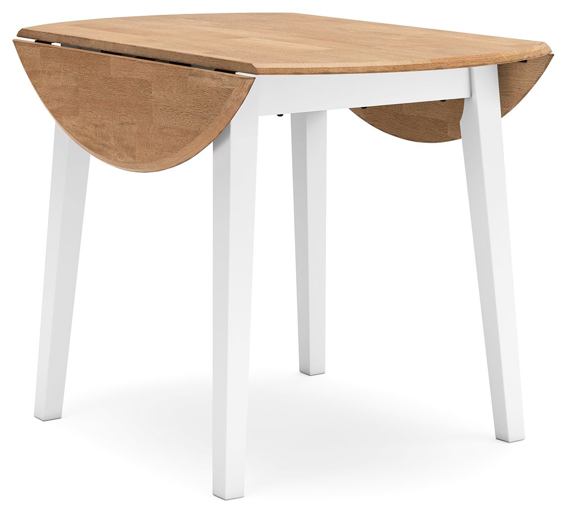 Ashley Furniture Gesthaven - 5 Pc. - Round Dining Room Drop Leaf Table, 4 Side Chairs - Natural / White - Image 4