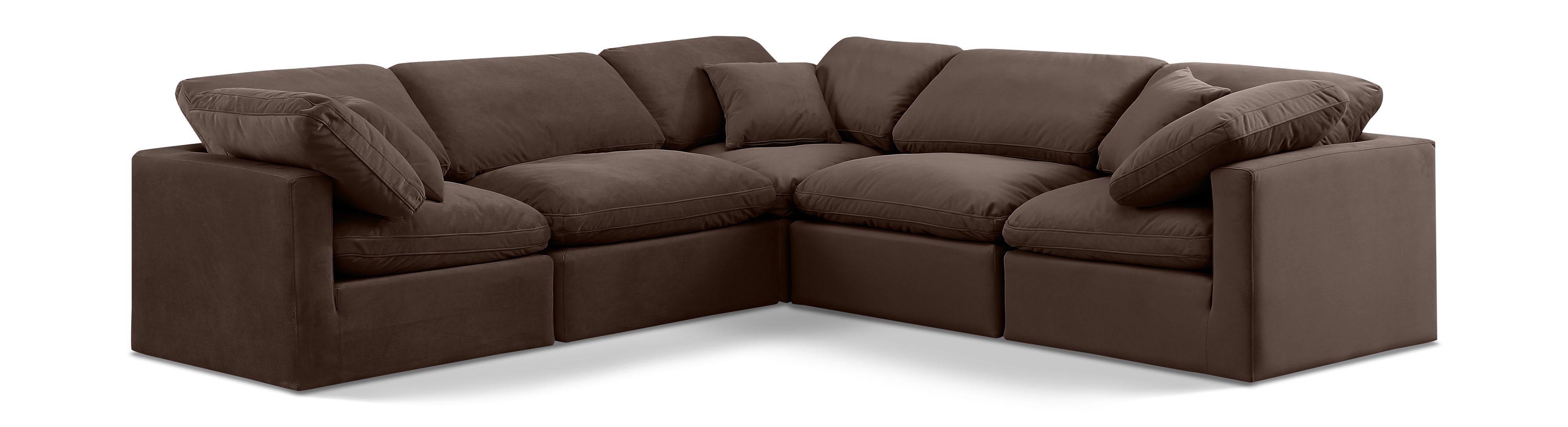 Indulge - Velvet 5 Piece Modular Corner Sectional - Brown