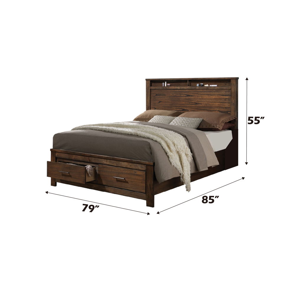 Merrilee - Eastern King Bed With Storage - Oak, light brown, view 4