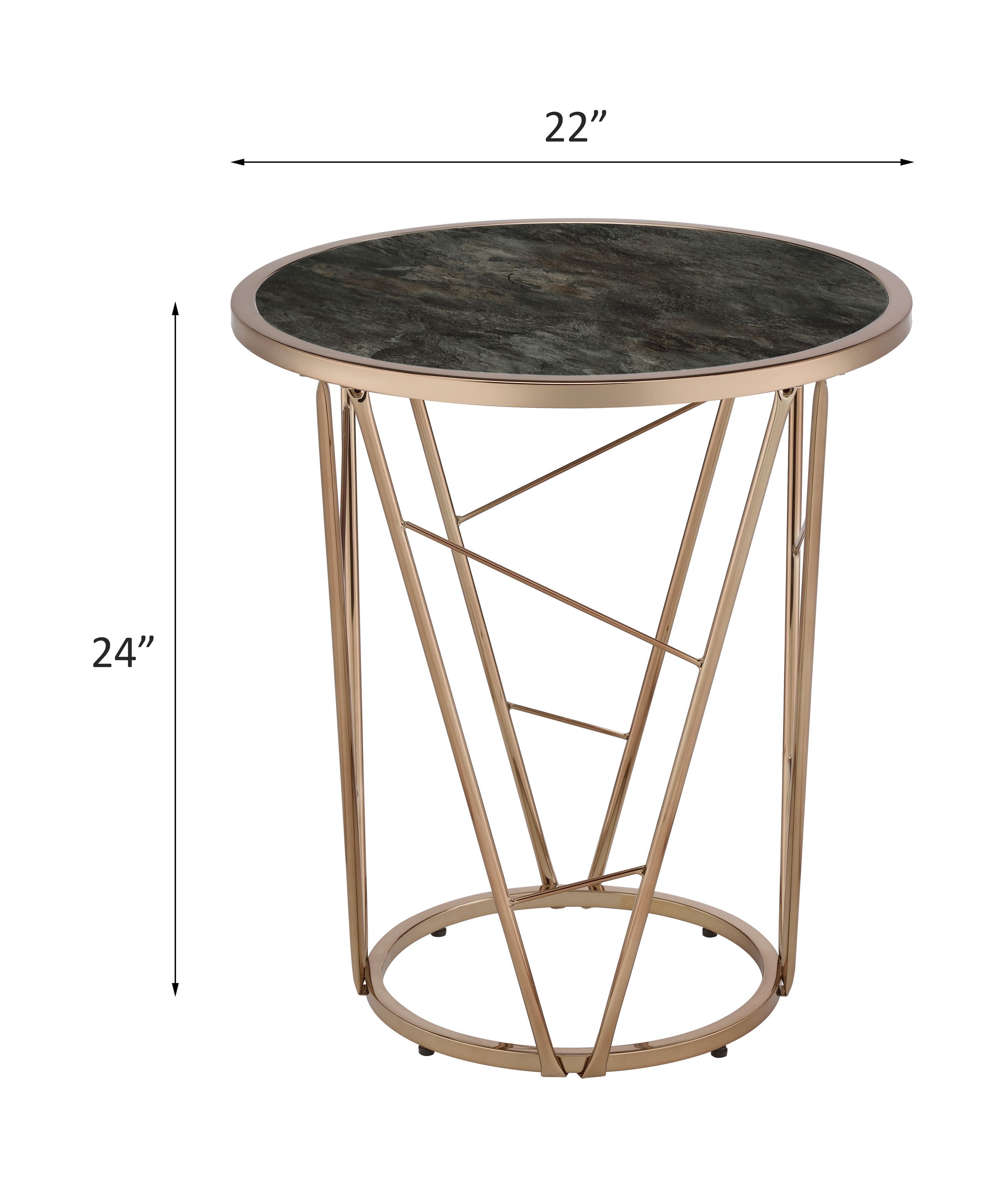 Cicatrix - End Table - Faux Black Marble Glass Top & Champagne, black, view 3