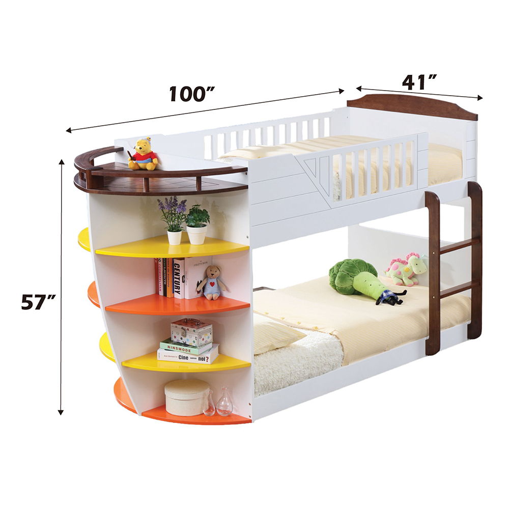 Neptune - Twin Over Twin Bunk Bed - White & Chocolate, white, view 3