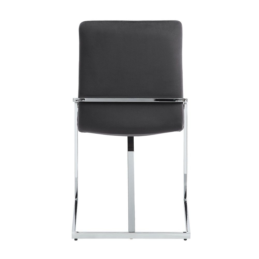 Zlatan - Side Chair (Set of 2) - Gray Velvet & Chrome, dark gray, view 3