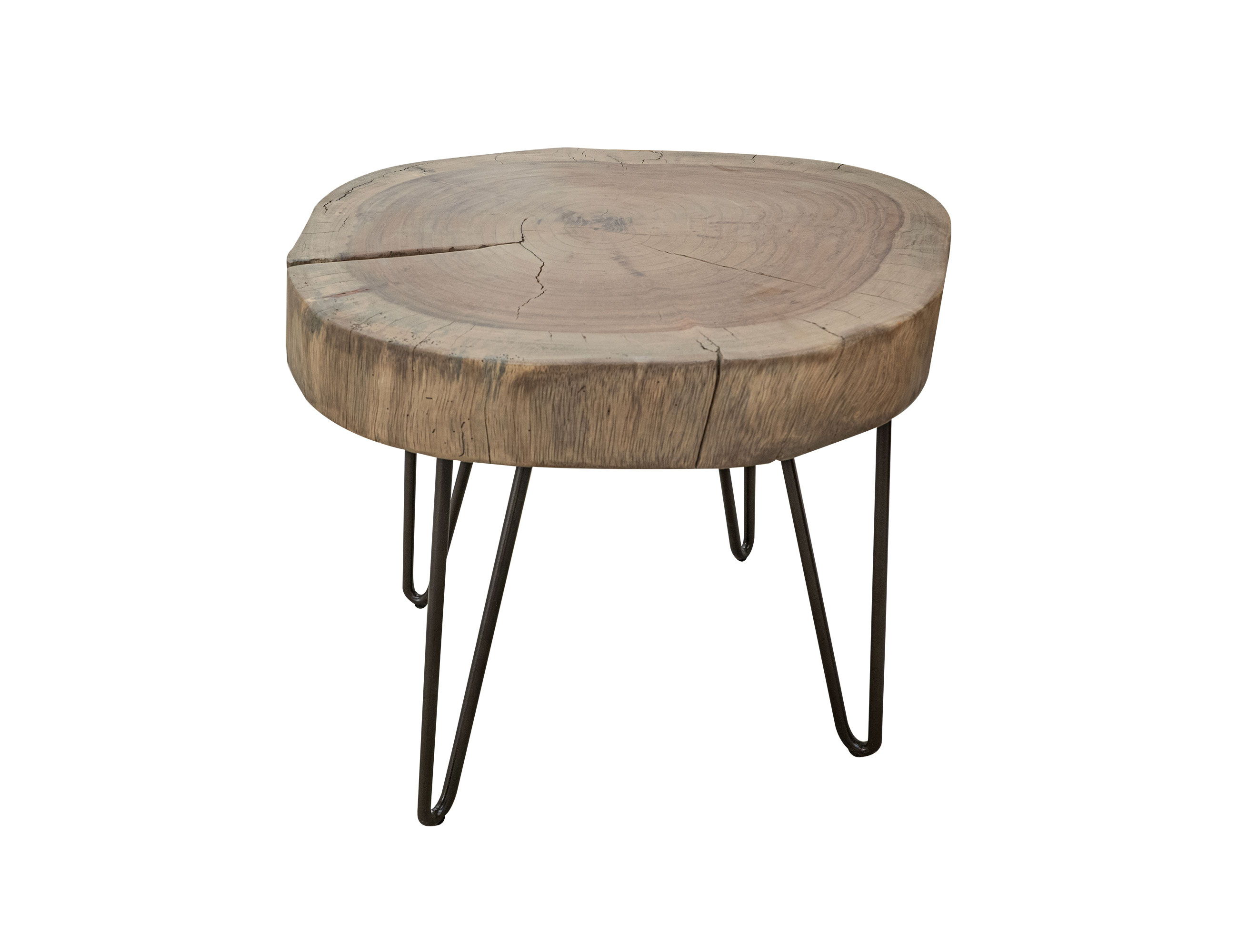International Furniture Direct Natural Parota - Round End Table - Brown