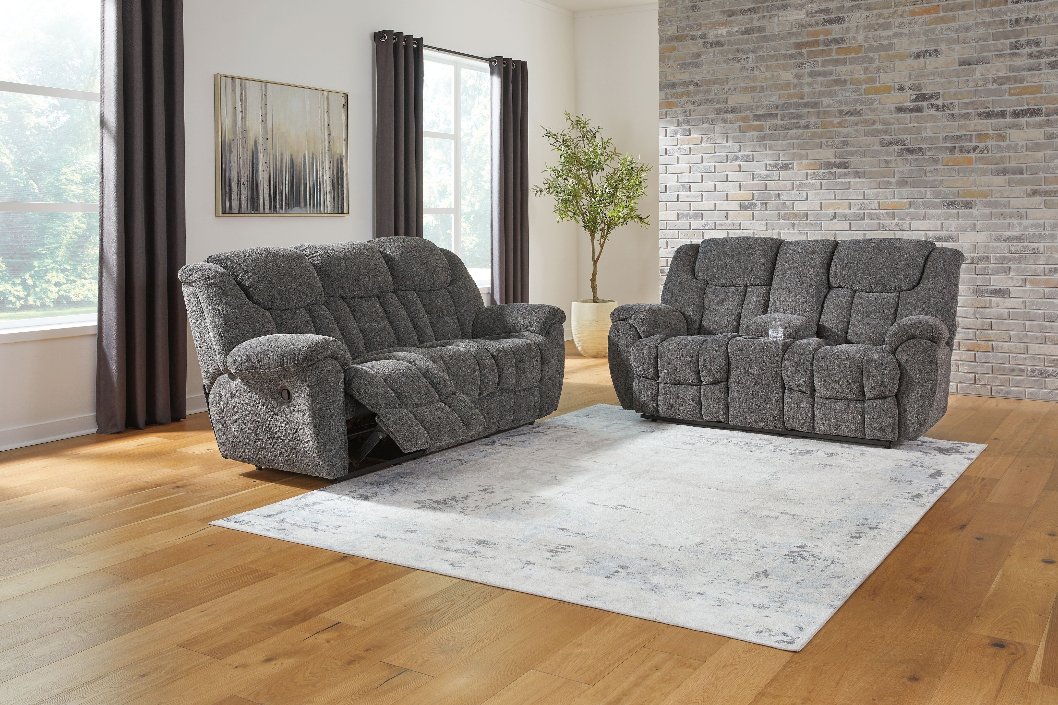 Ashley Foreside - Charcoal - 2 Pc. - Reclining Sofa