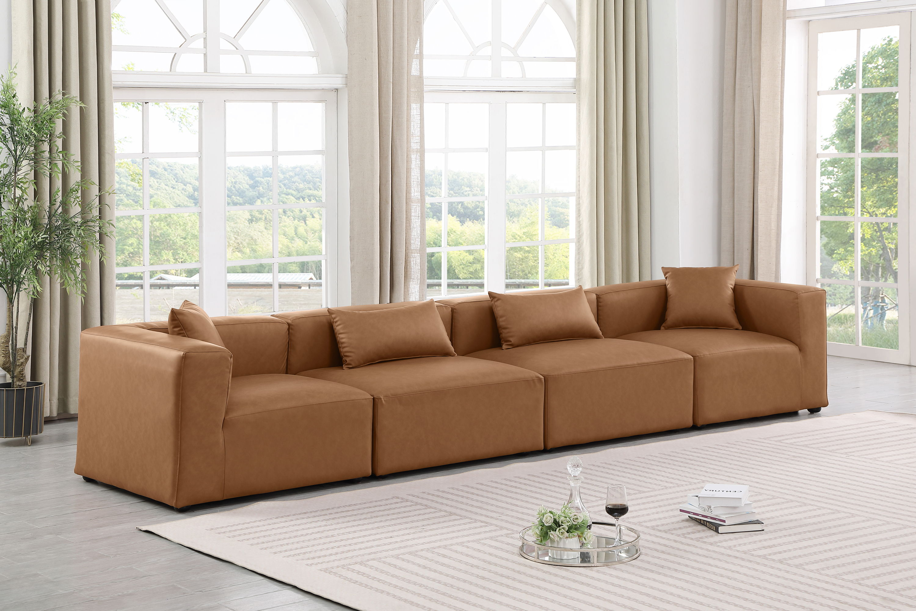 Cube - Modular 4 Piece Sofa - Brown
