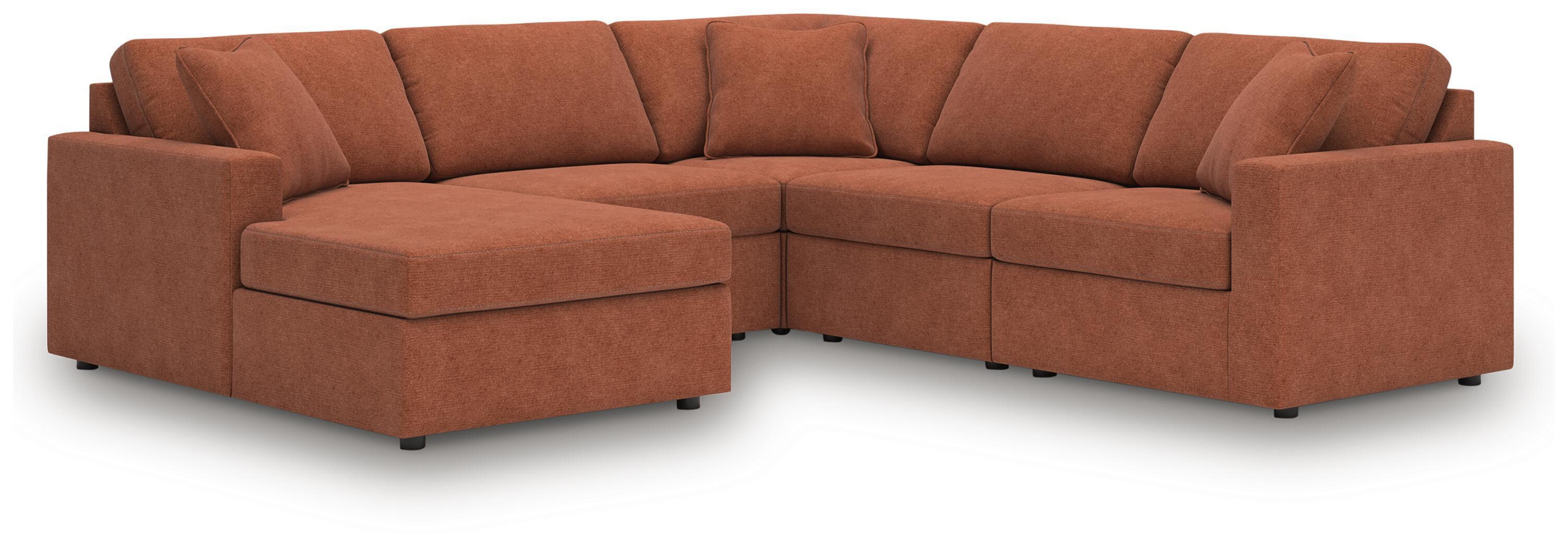 Modmax – 5-Piece Sectional With Laf Corner Chaise, With Raf Corner Chair – Spice