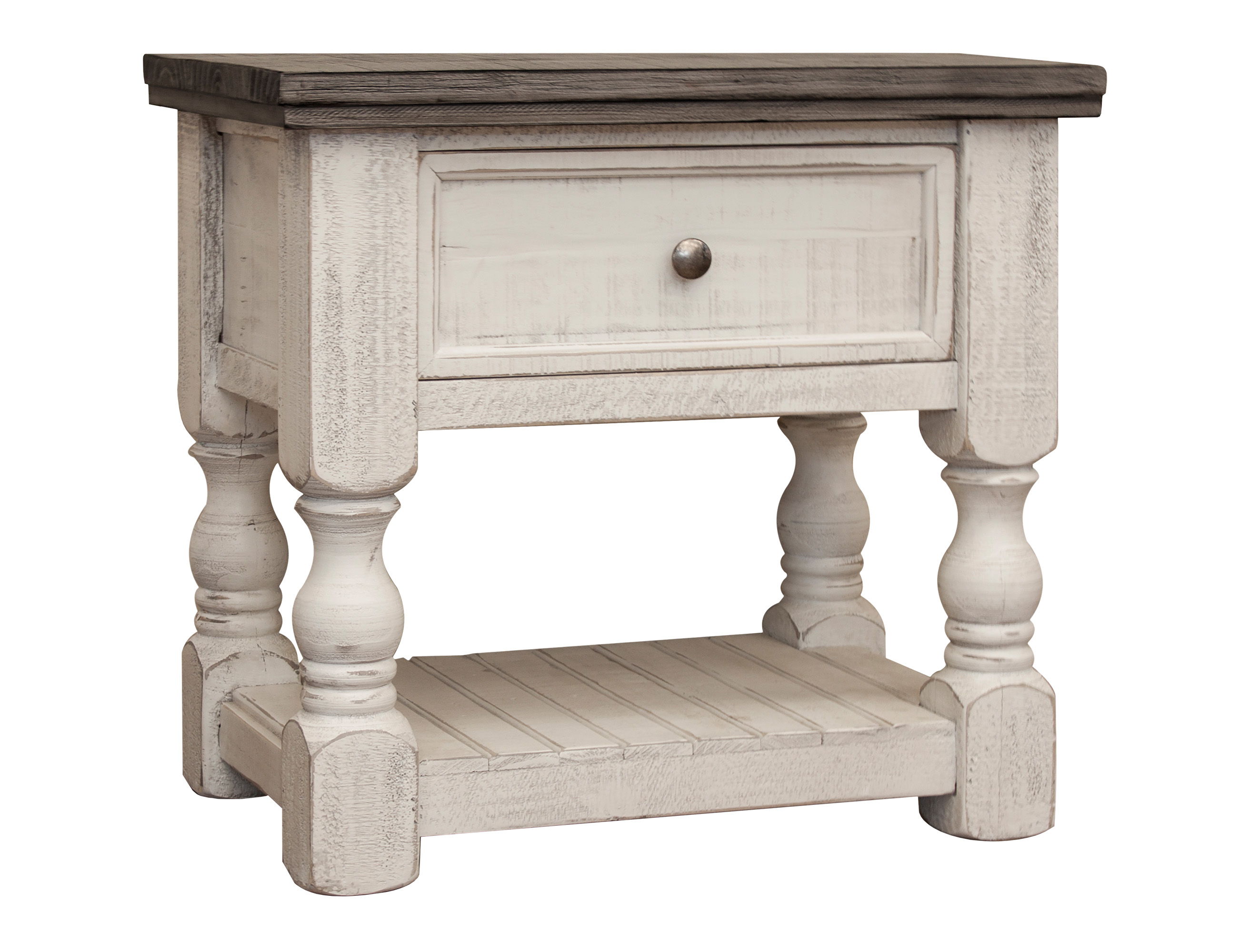 International Furniture Direct Stone - Nightstand - Antiqued Ivory / Weathered Gray