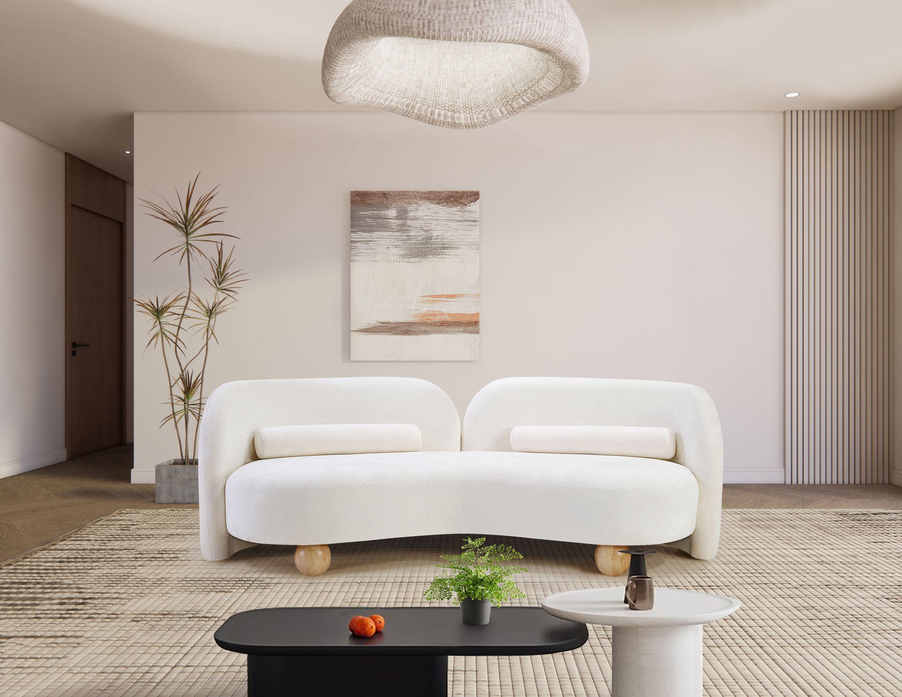 Daphne - Chenille Sofa - Cream