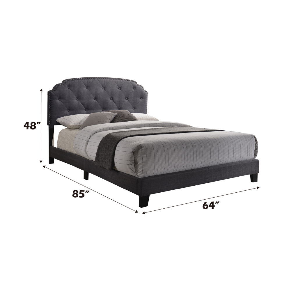 Tradilla - Queen Bed - Gray Fabric, dark gray, view 4