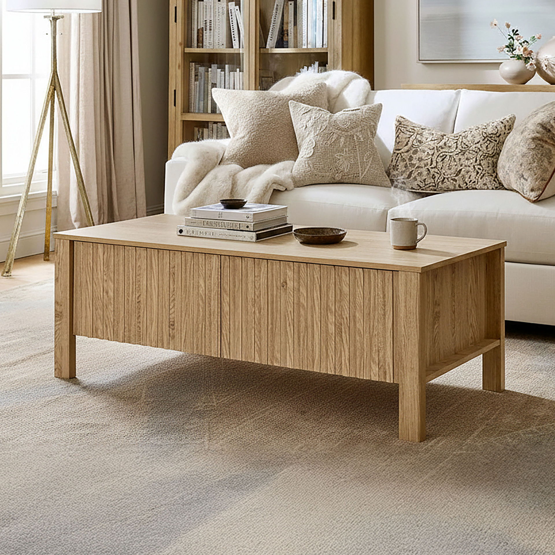 Thayer - 47" Two Drawer Coffee Table - Natural, light brown