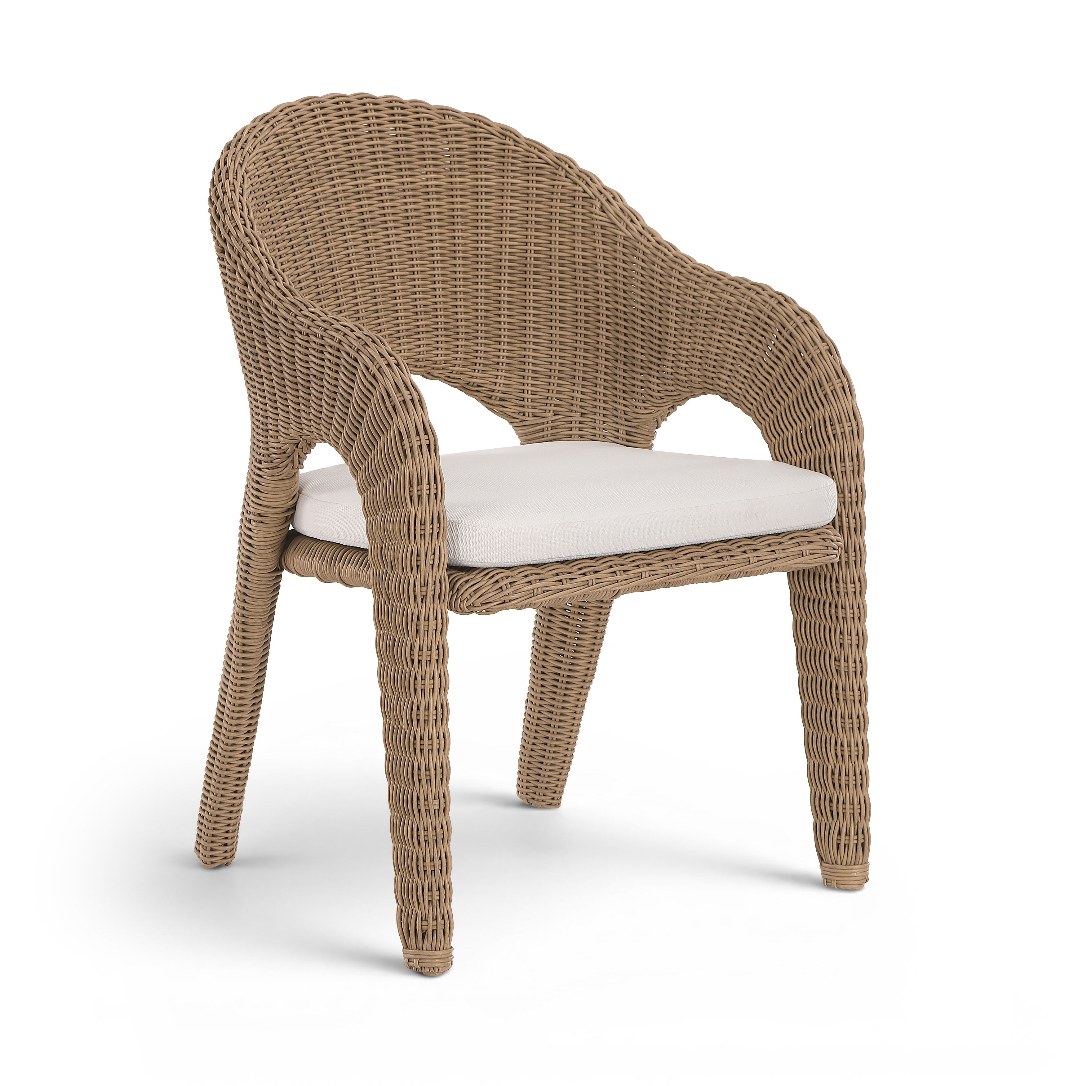 Seacrest - Olefin Water Resistant Fabric And Wicker Outdoor Patio Dining Chair - Natural
