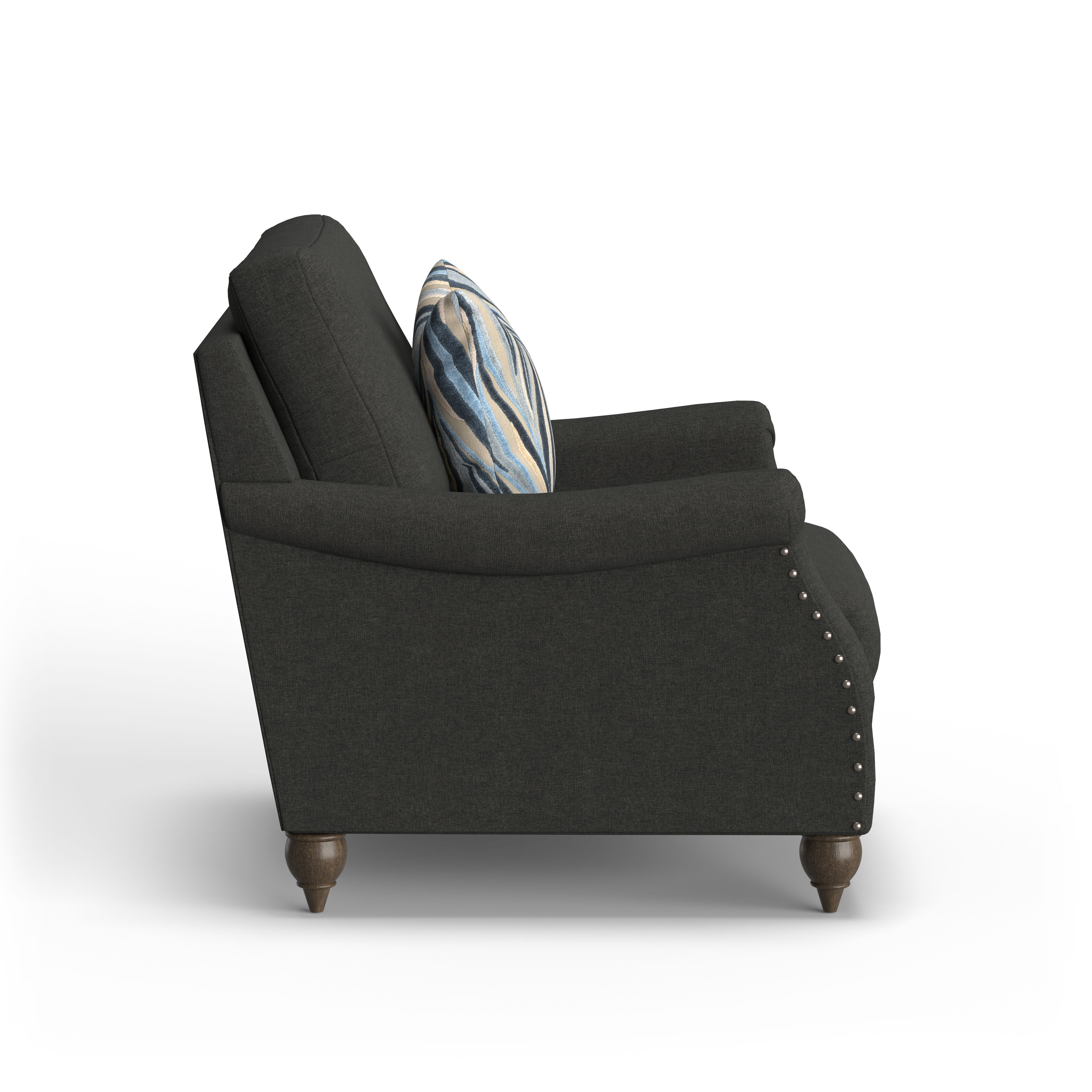 Veda - Fabric Chair With Nailhead Trim, dark brown, view 8