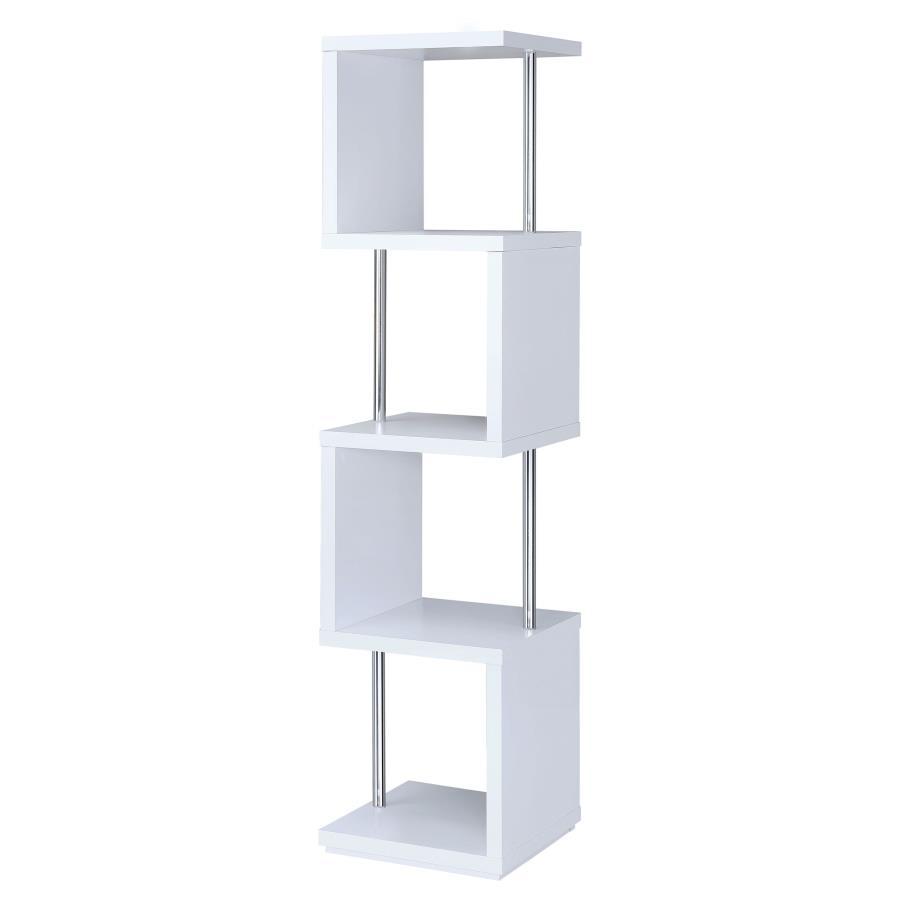 Baxter - 4-Shelf Bookshelf - White And Chrome Image