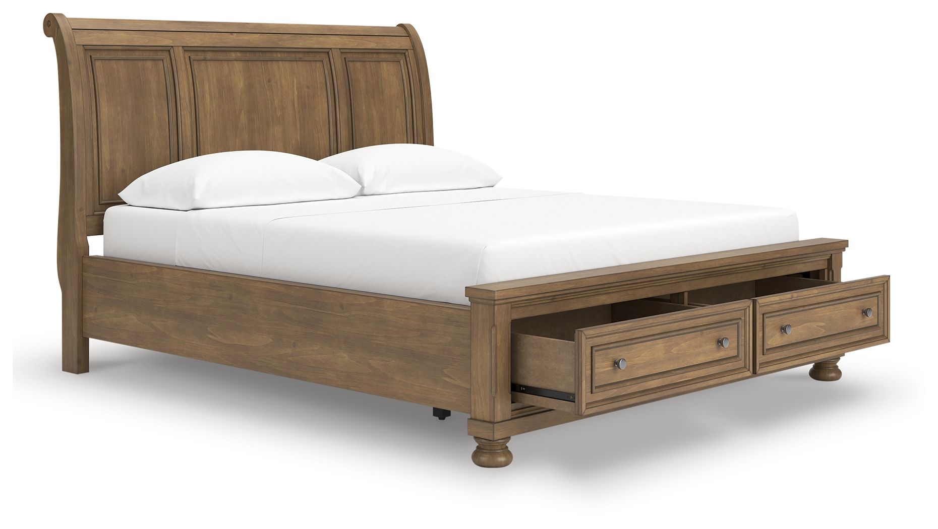 Feddinger - California King Storage Sleigh Bed - Medium Brown