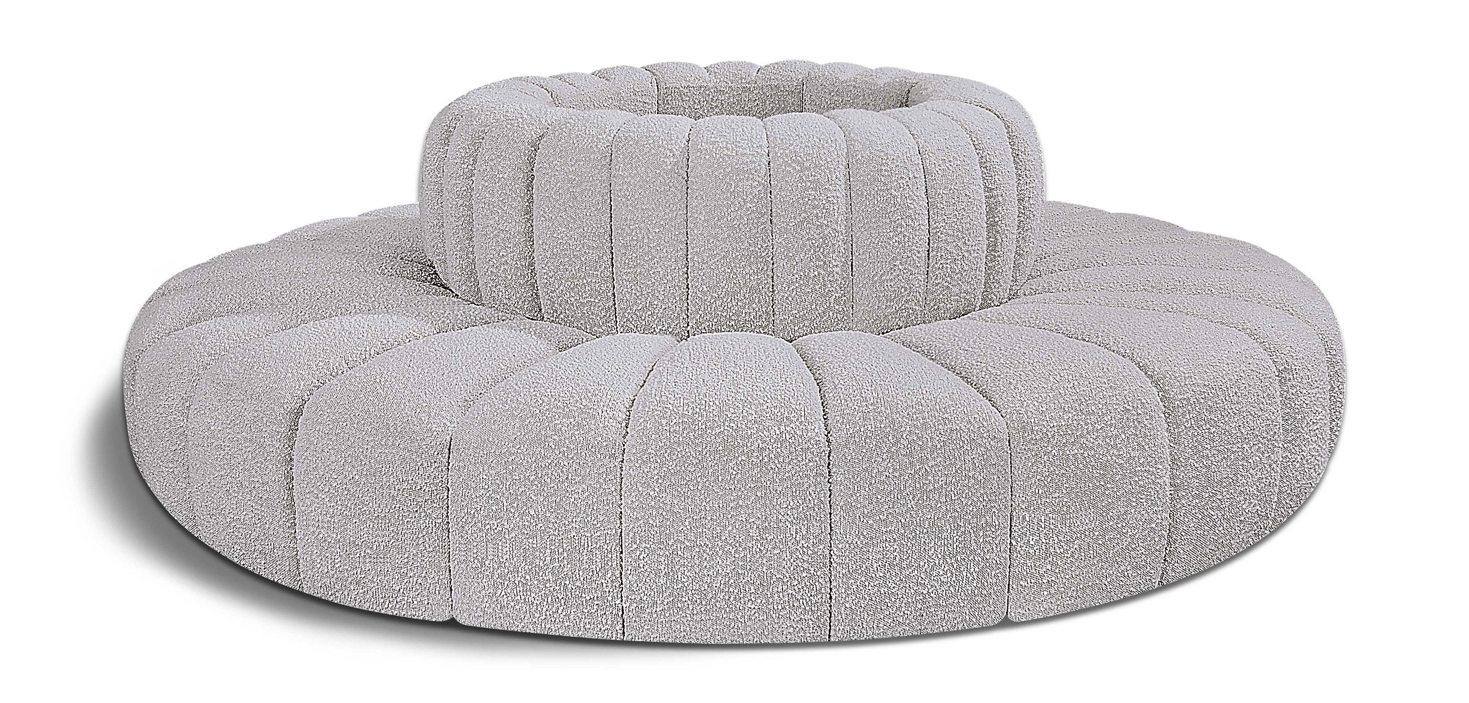 Arc - Boucle Fabric 8 Piece Round Modular Sofa - Gray