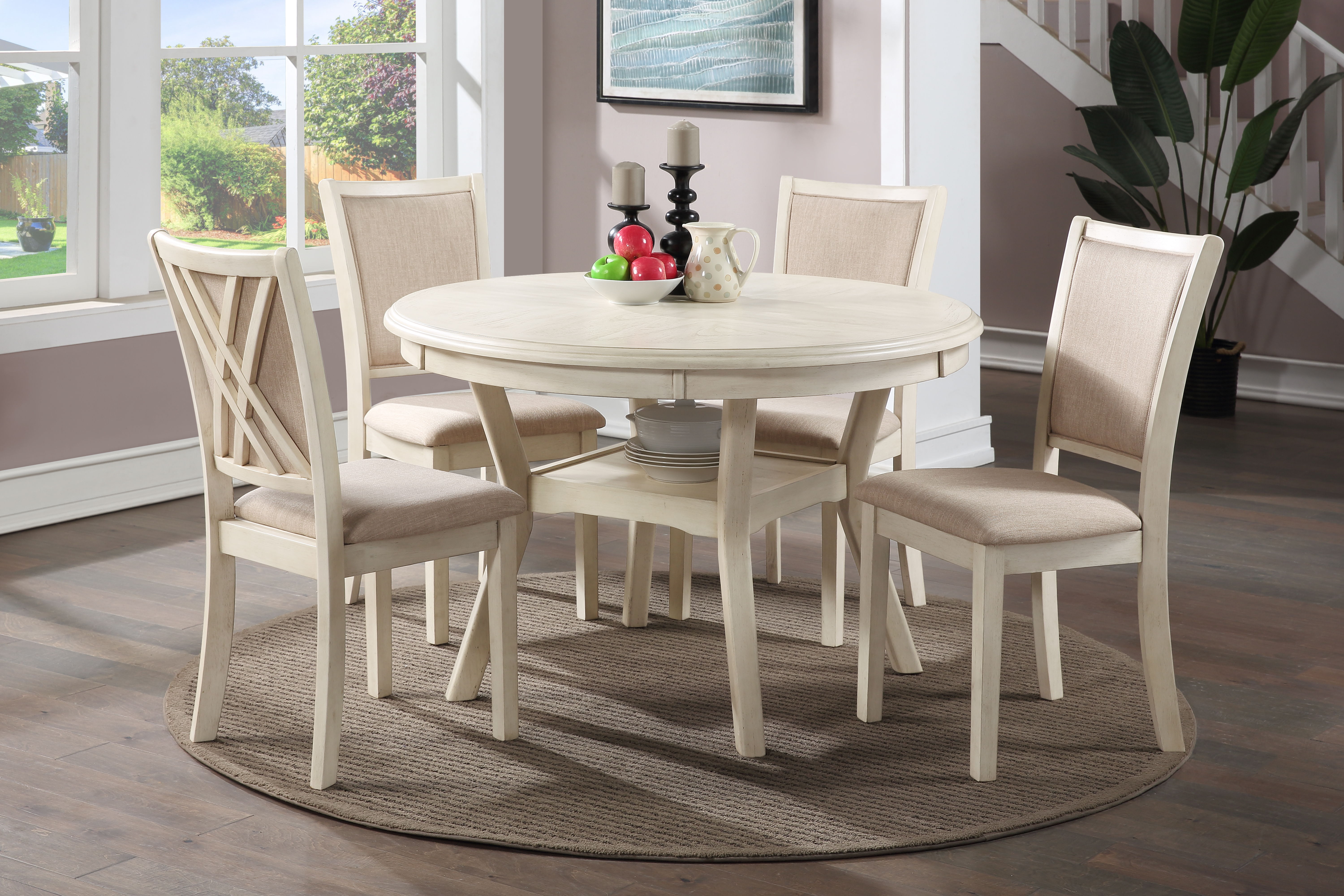 Amy - 5 Piece Counter Dining Set (Table With Storage & 4 Chairs) - Gray