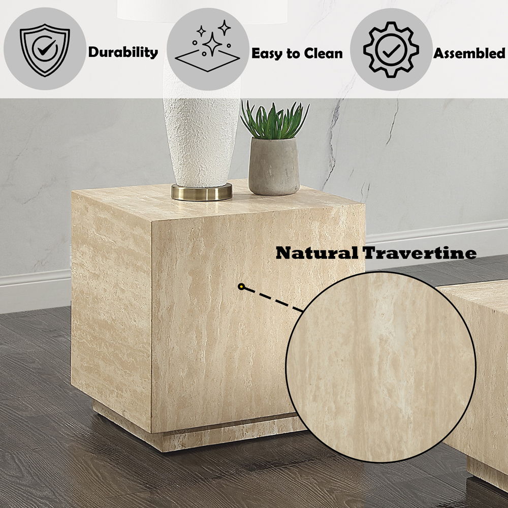 Deon - End Table - Beige Travertine, beige, view 5