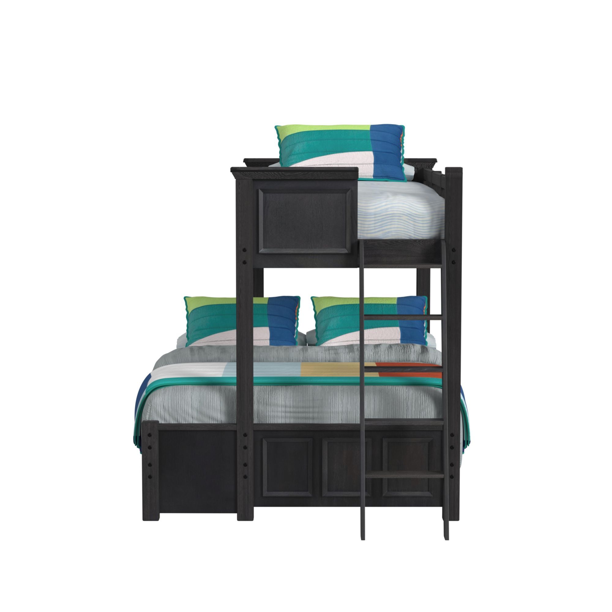Hampton Kids - Twin Over Full Bunk With Ladder - Charcoal
