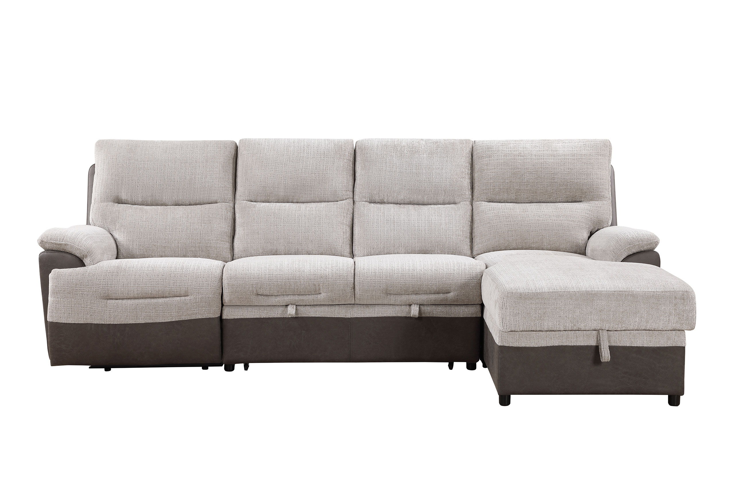 U3822 - Left Side Power Recliner With USB - Beige / Brown