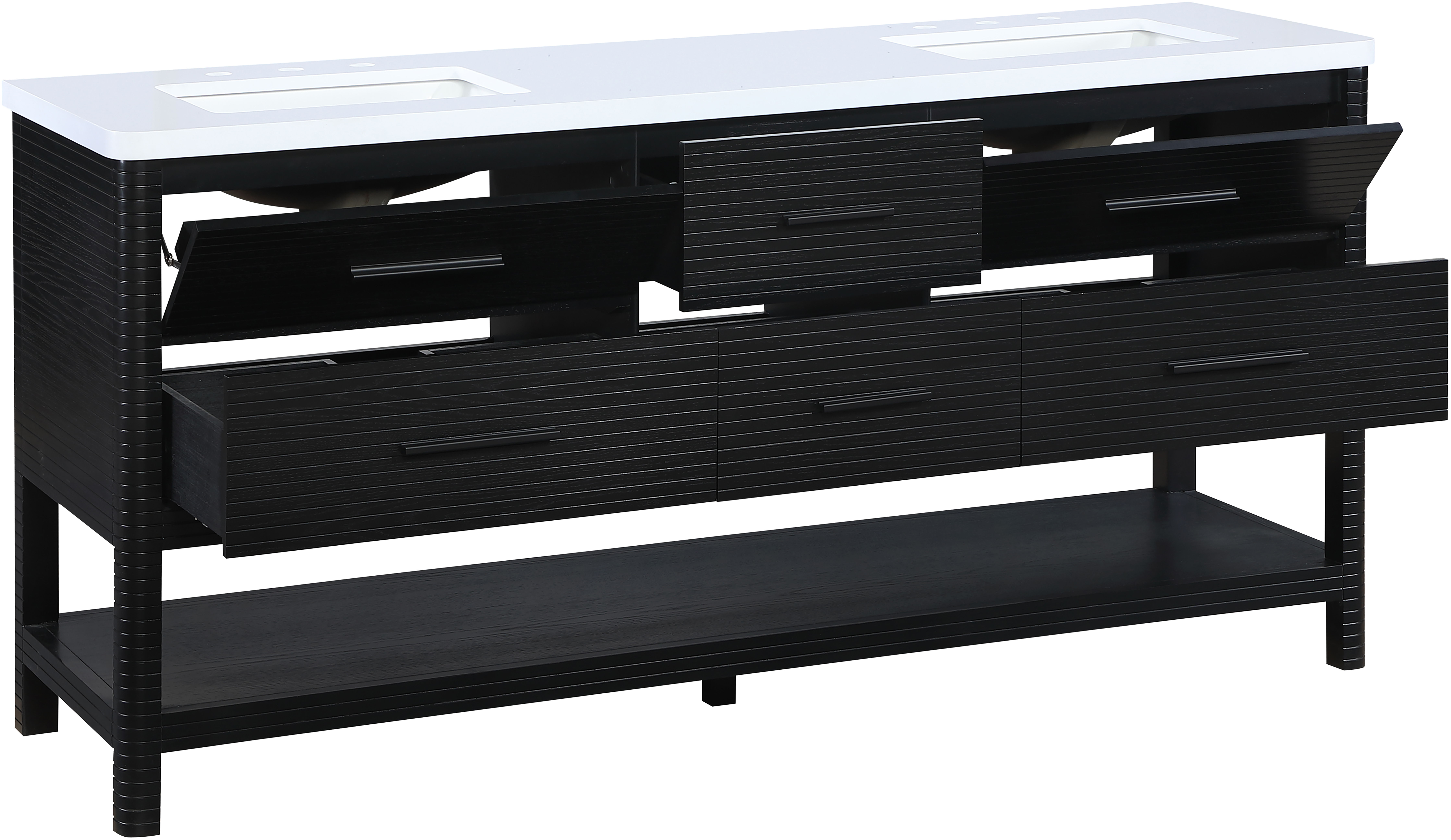 Oakwell - 72'' Bathroom Vanity - Black / White