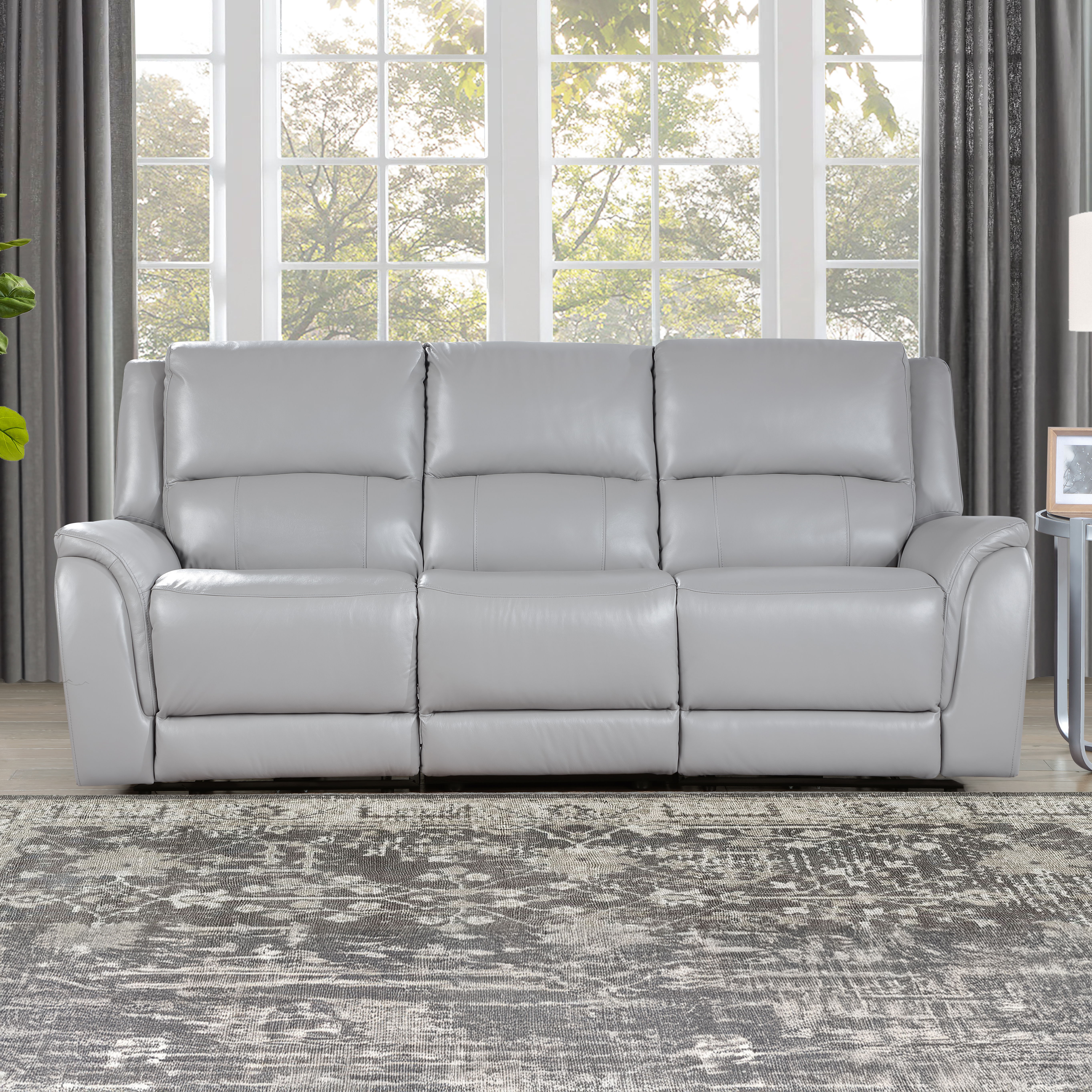 Alexandria - Leather Power Reclining Sofa - Gray