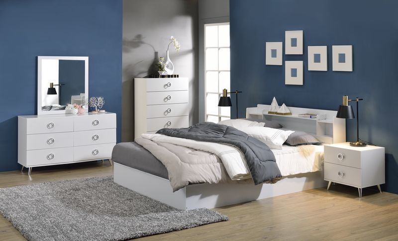 Perse - Queen Bed With Storage - White, white, view 5