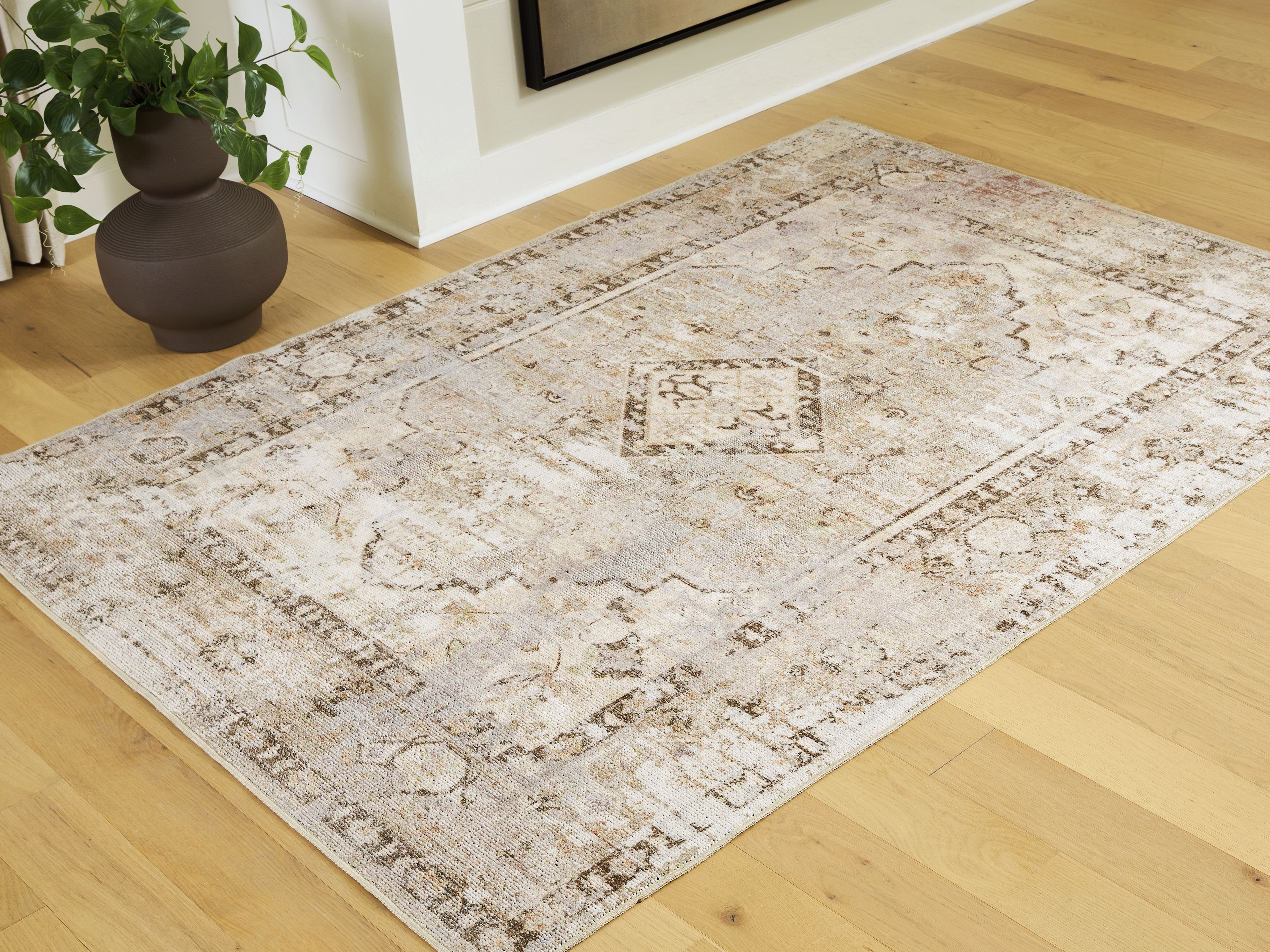 Ashley Furniture Livdon - 5' x 7' Washable Rug - Brown / Beige / Gray - Image 4