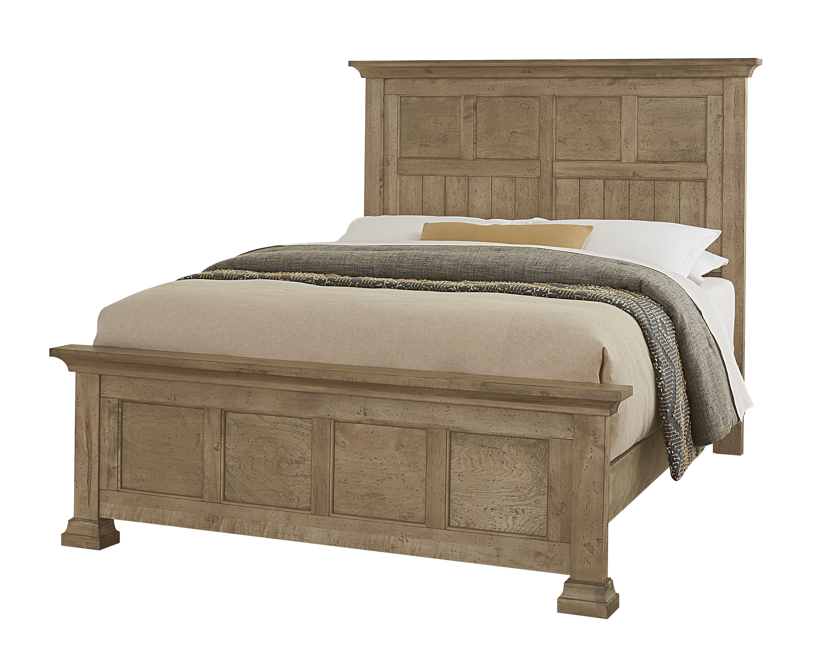 Vaughan-Bassett Carlisle - King Window Pane Bed With Window Pane Footboard - Warm Natural