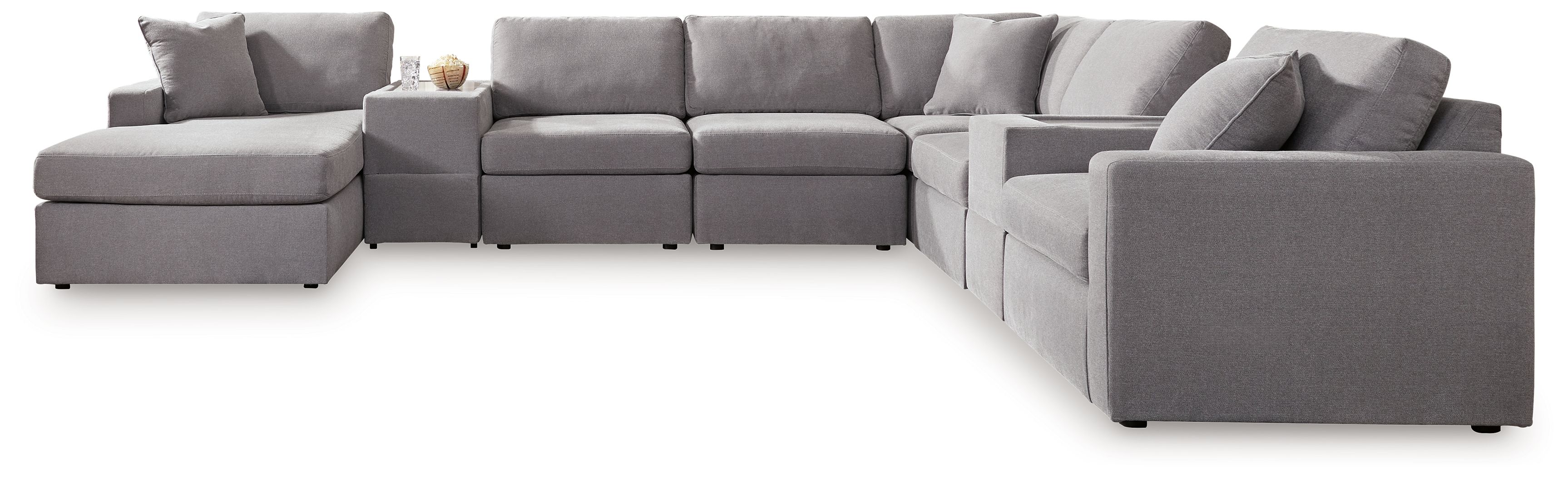 8 Pc · Sectional With Laf Corner Chaise And Storage Consoles