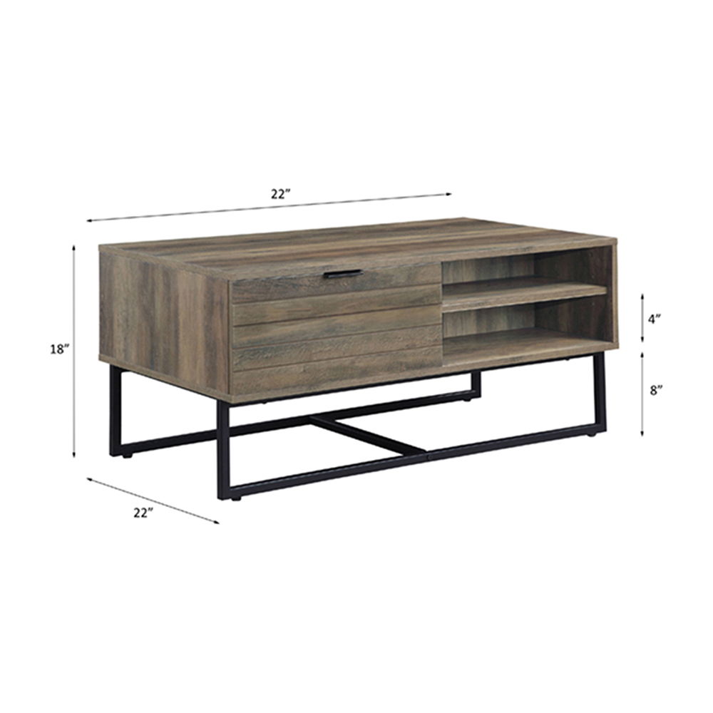 Homare - Coffee Table - Rustic Oak & Black, light brown, view 6