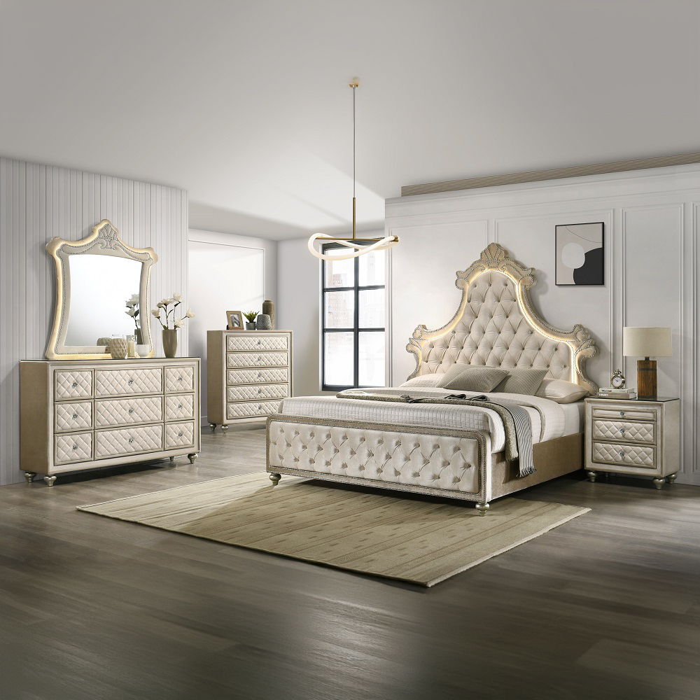 Lucienne - Dresser - Beige Velvet, silver, view 6