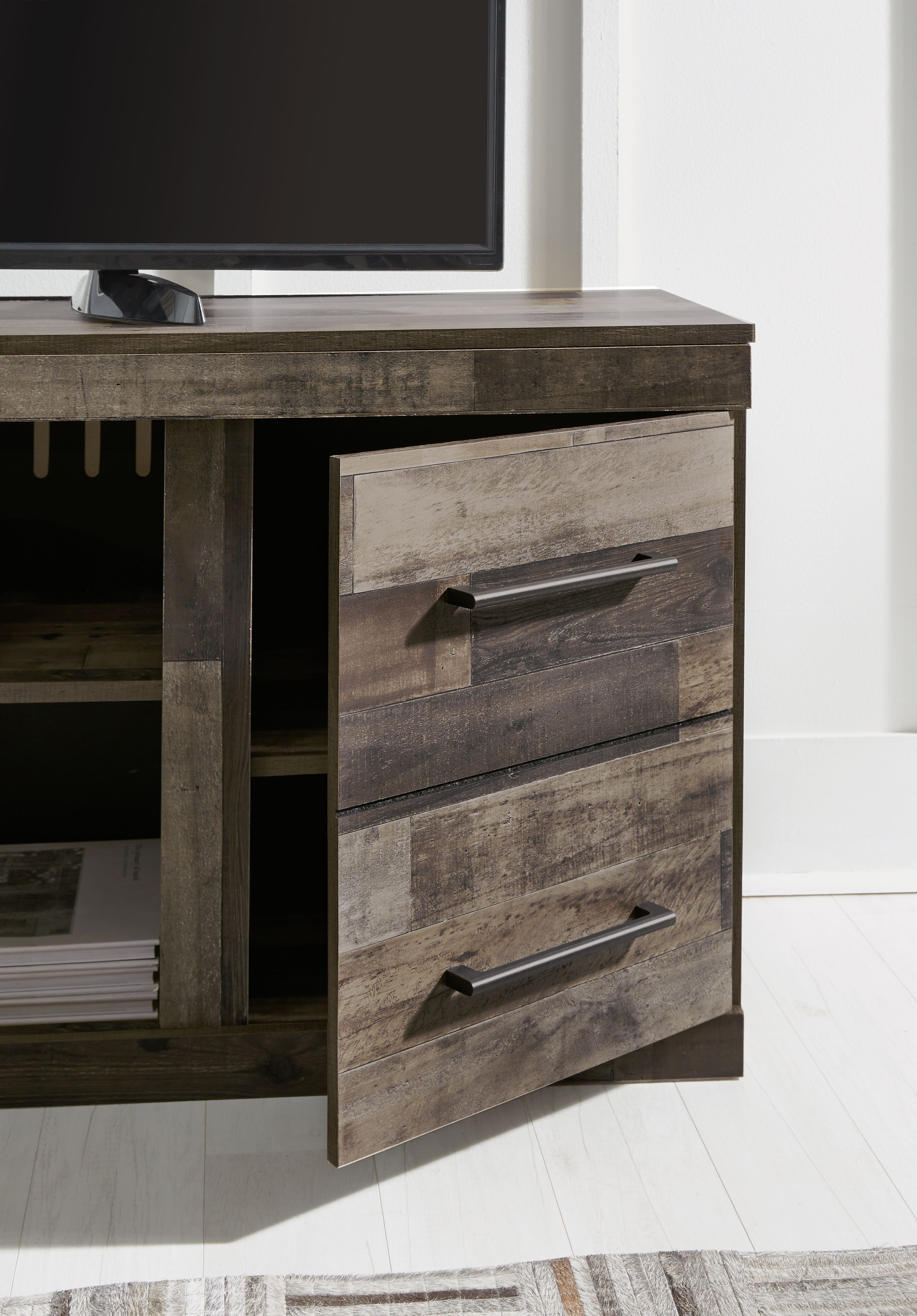 Derekson - LG TV Stand With Fireplace Option - Multi Gray, dark gray, view 7
