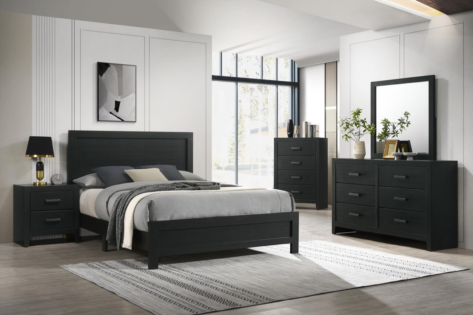 B525 - 3 Piece Bedroom Set (Queen Bed, Dresser, Mirror) - Black