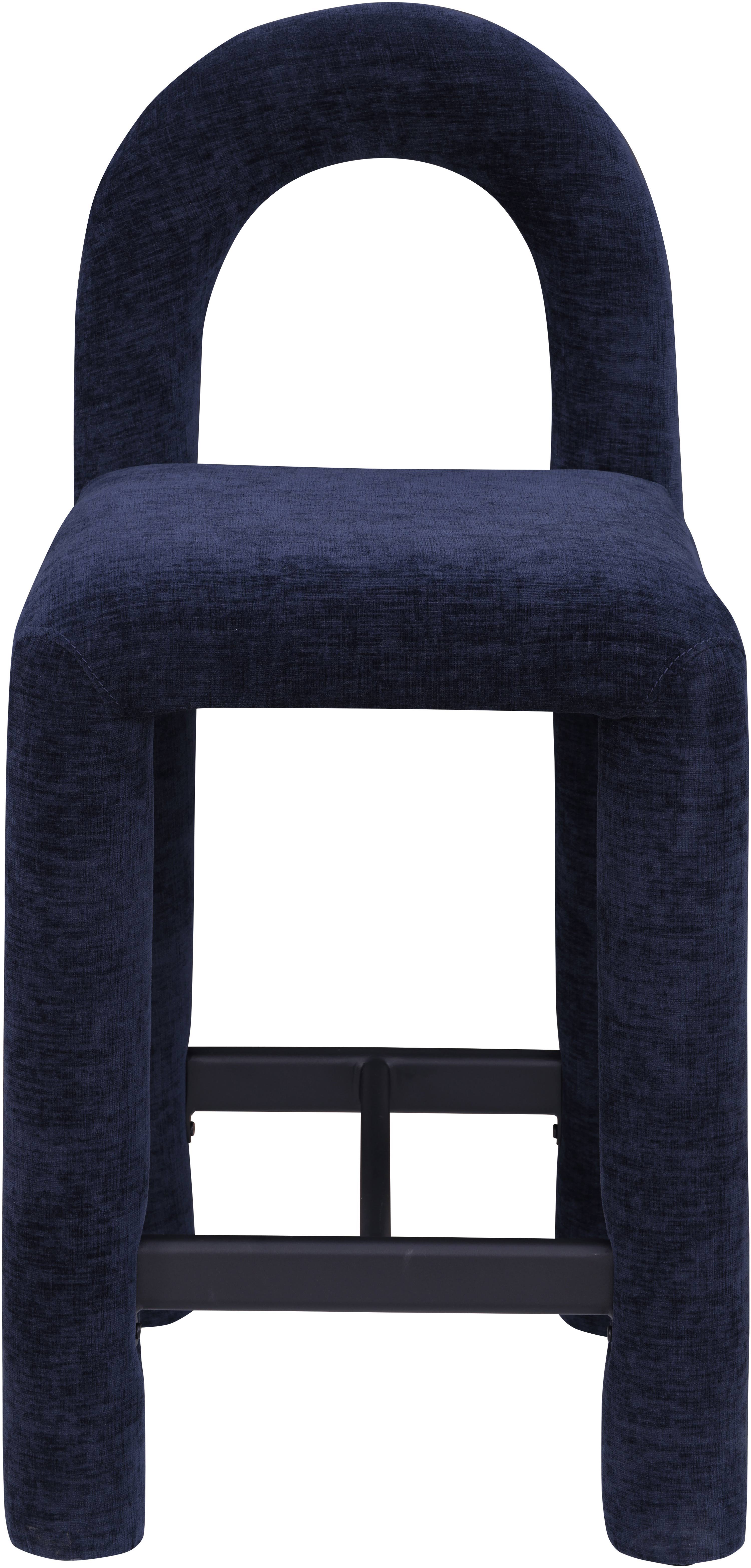 Amari - Chenille Fabric Stool - Navy