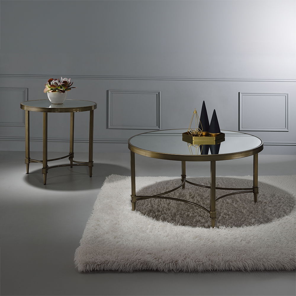 Aditya - Coffee Table - Mirrored & Antique Brass, gold, view 4