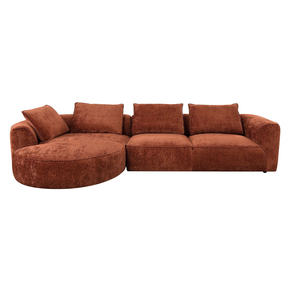 Aceso - Sectional Sofa With 4 Pillows - Rust Brown Chenille, dark brown, view 6