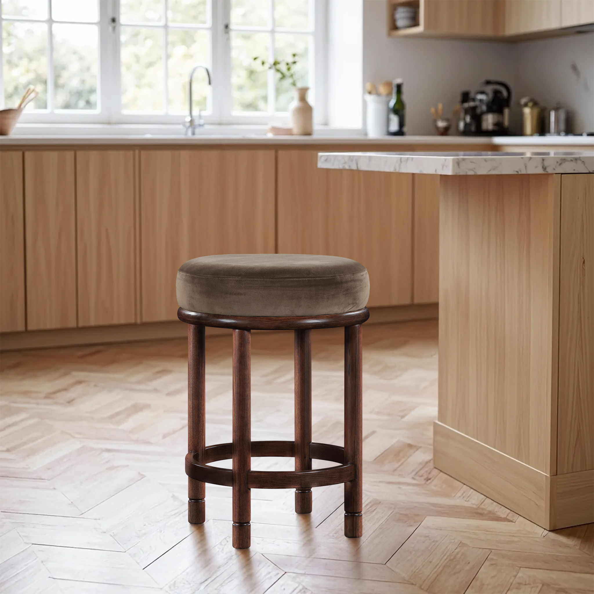 Monette - Counter Stool With Brown Base - Brown